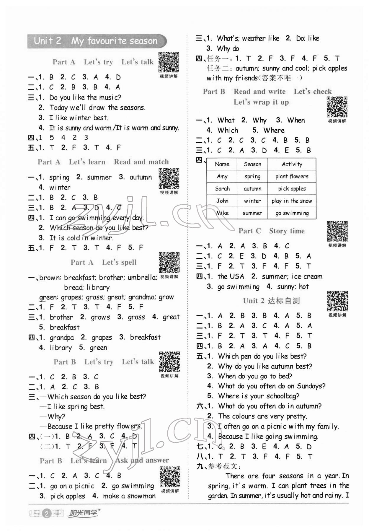 2022年陽光同學(xué)課時優(yōu)化作業(yè)五年級英語下冊人教PEP版 第2頁