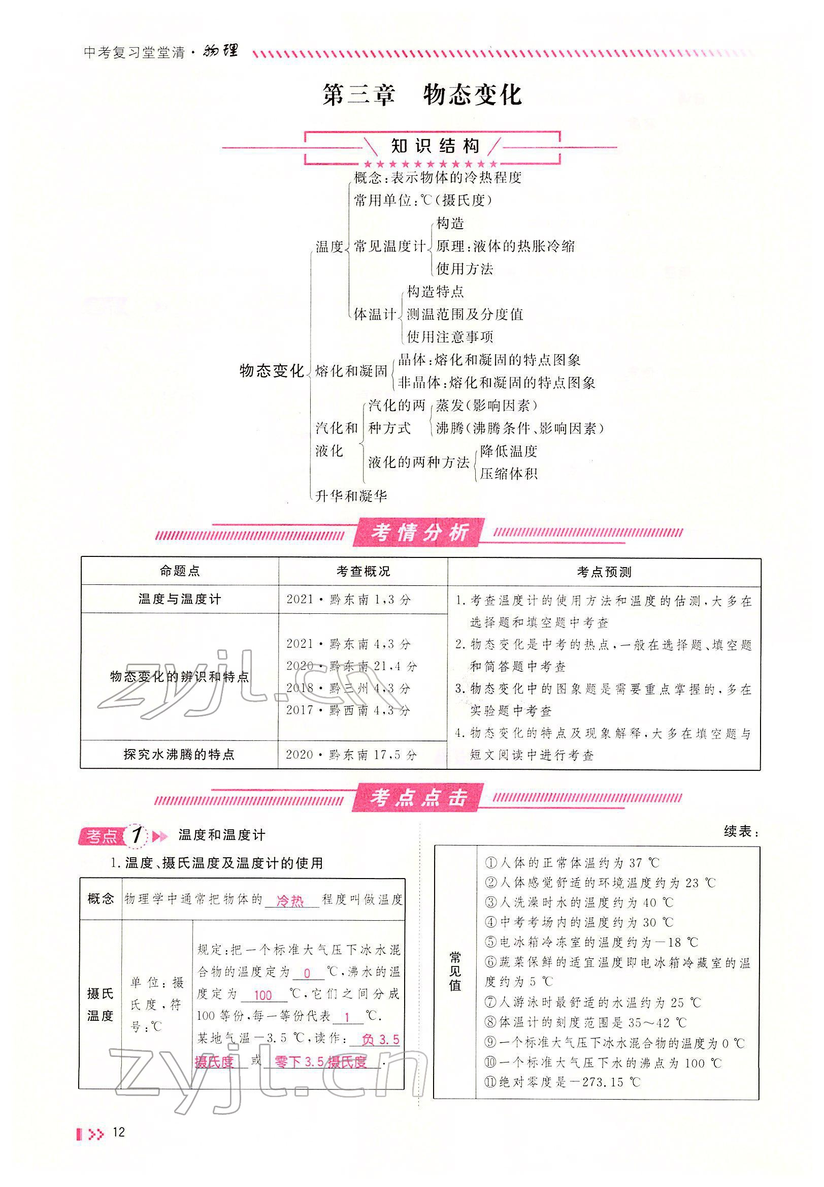 2022年名师学案中考复习堂堂清物理中考黔东南专版 参考答案第19页