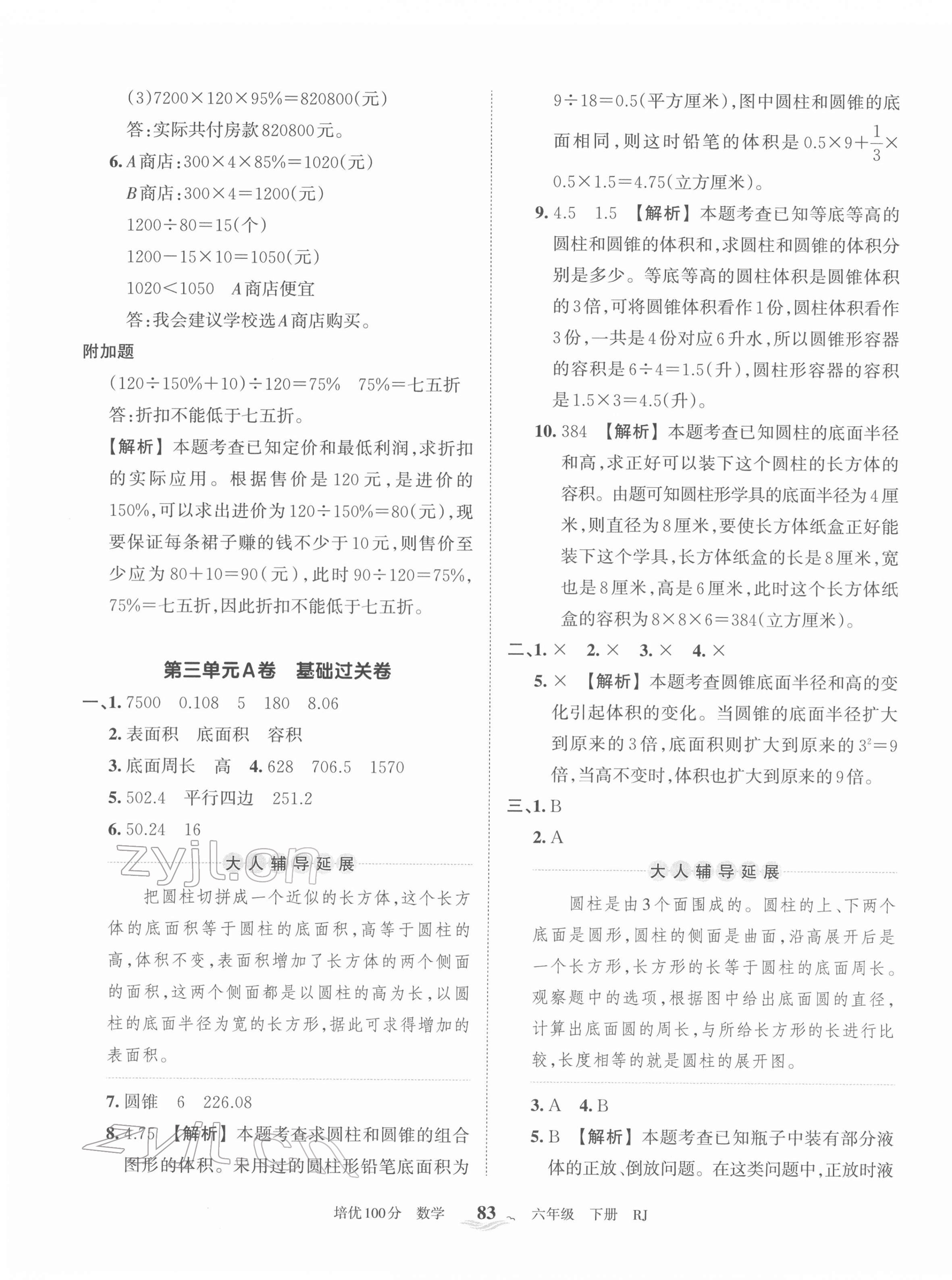 2022年王朝霞培优100分六年级数学下册人教版 第3页