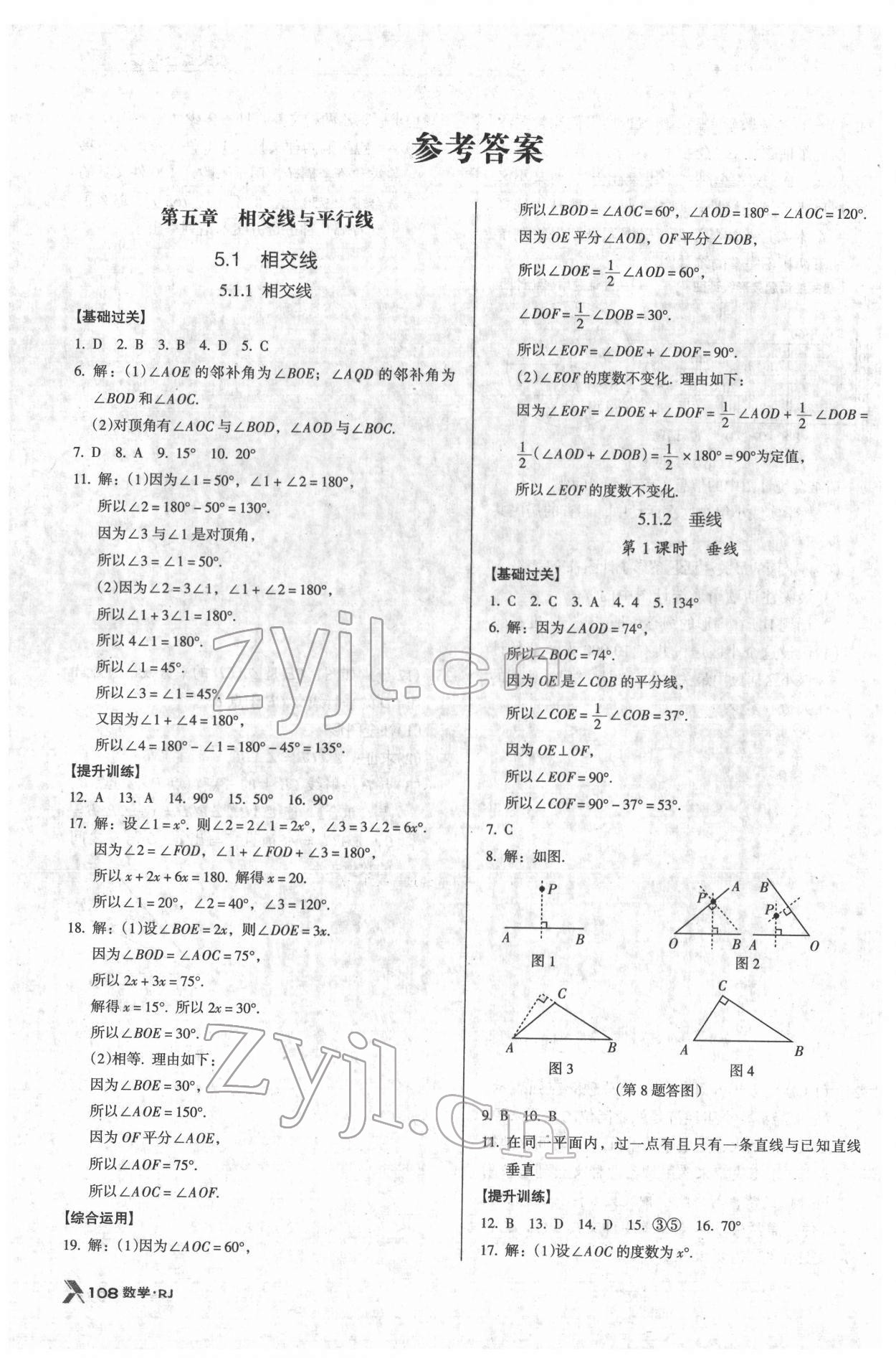 2022年全优点练课计划七年级数学下册人教版 参考答案第1页