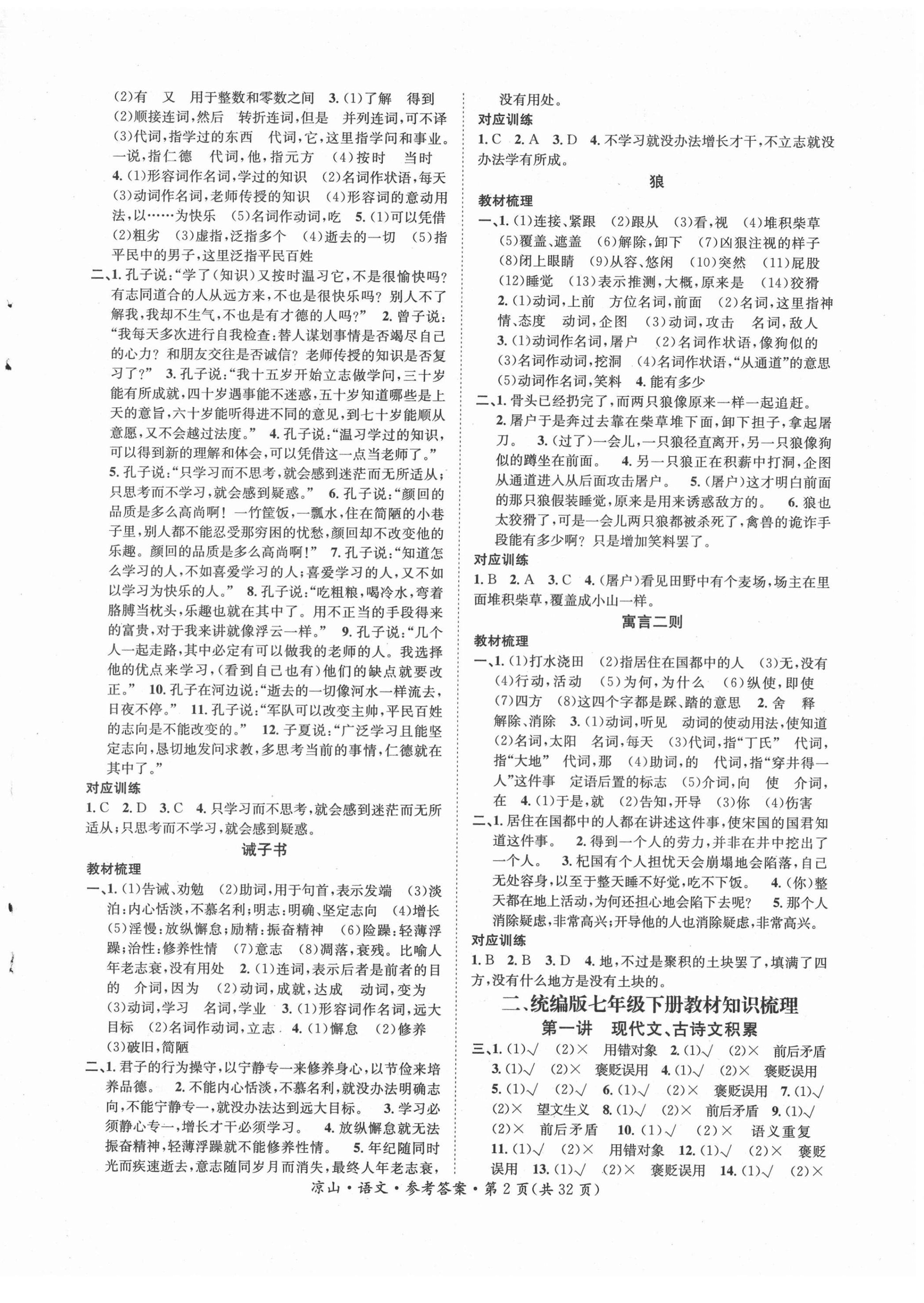 2022年国华考试中考总动员语文凉山专版 第2页