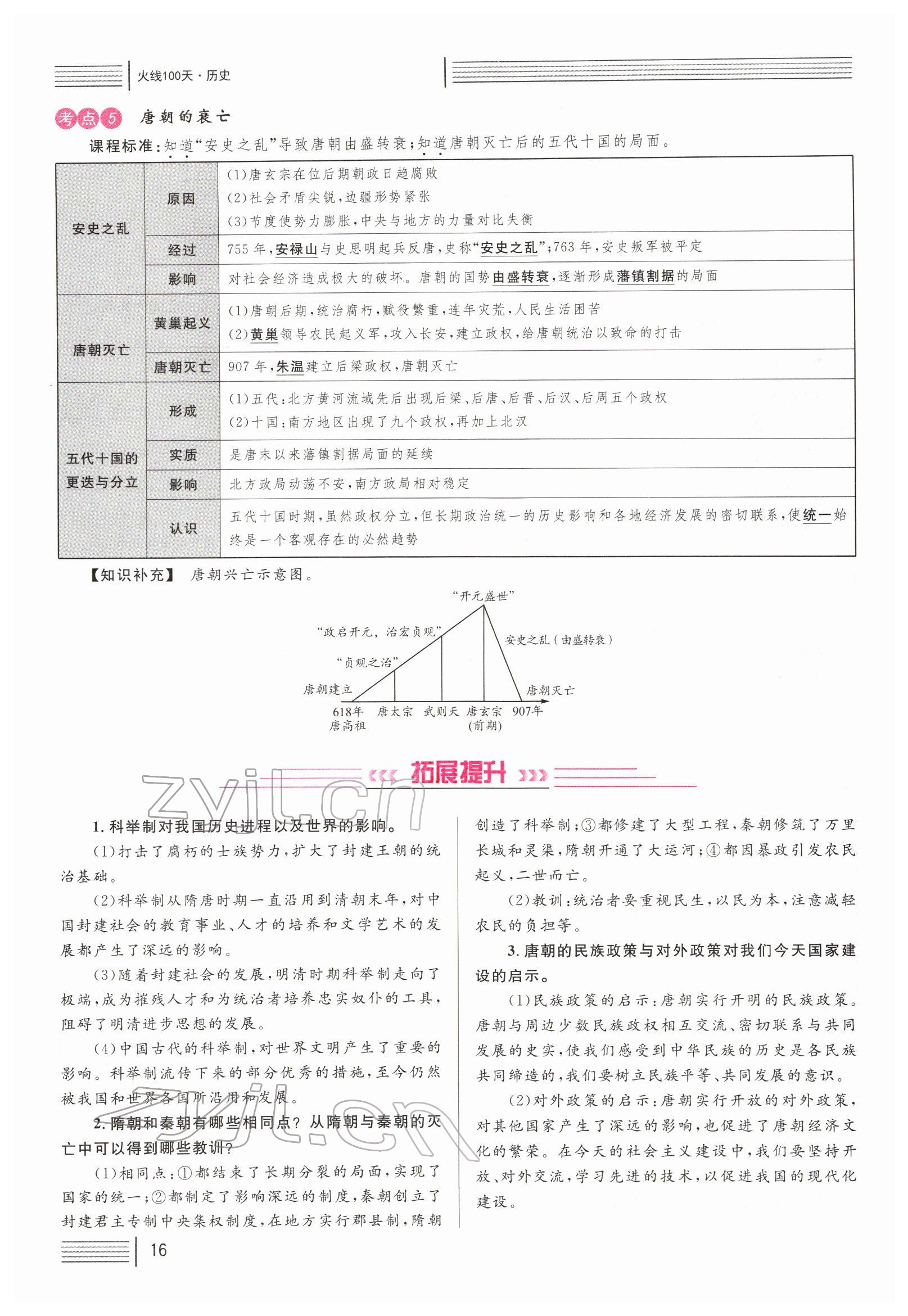 2022年火线100天中考滚动复习法历史四川专版 参考答案第16页