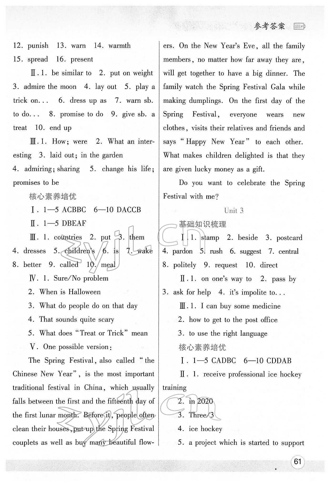 2022年寒假作業(yè)與生活九年級英語人教版陜西師范大學(xué)出版總社 參考答案第2頁