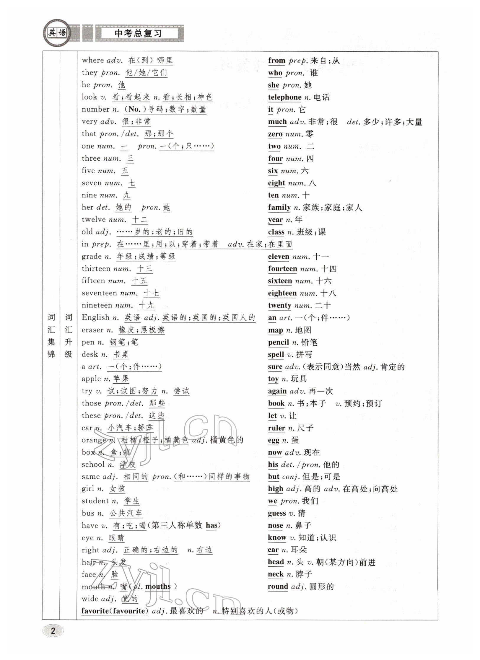 2022年中考總復(fù)習(xí)長江出版社英語 參考答案第2頁