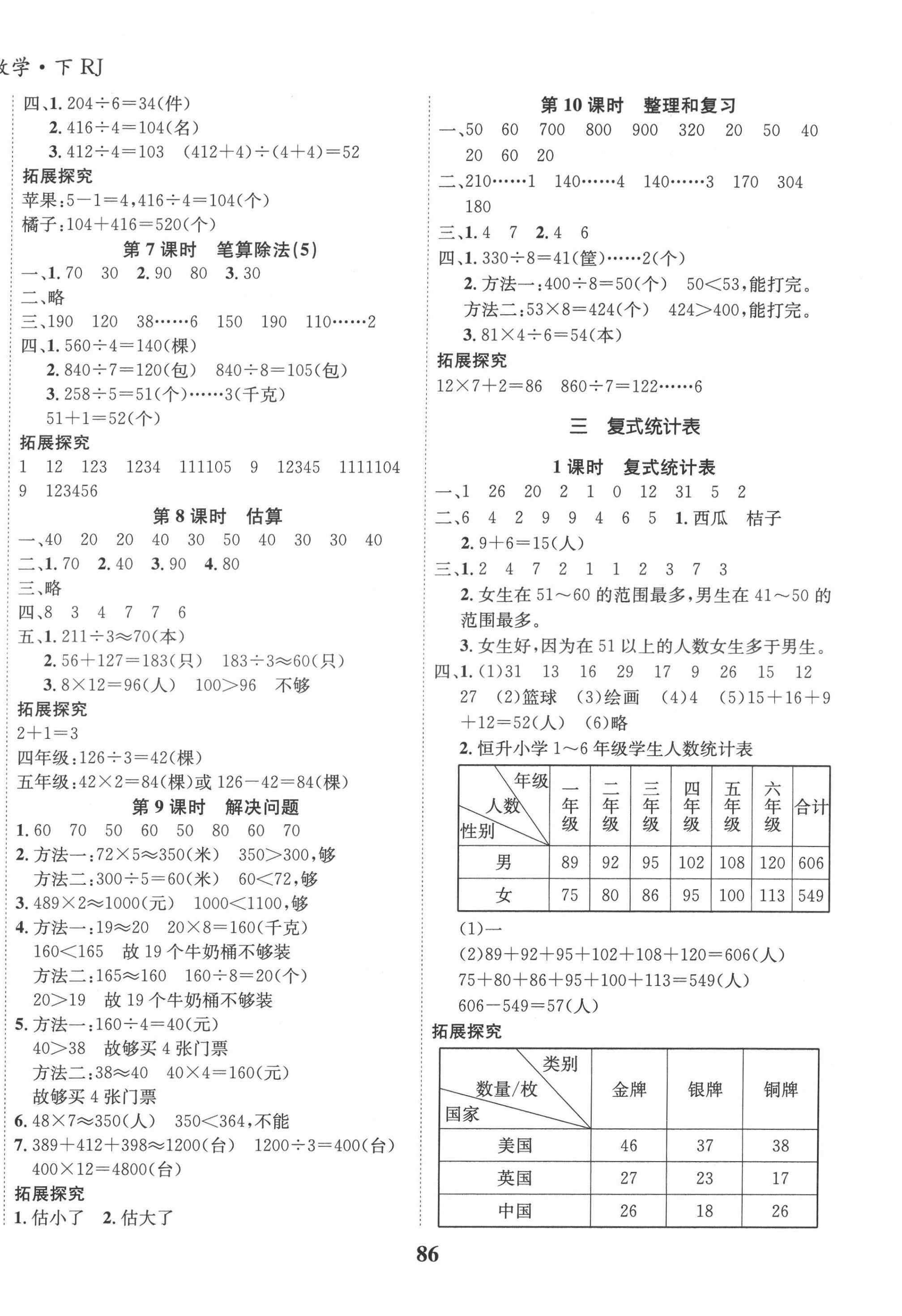 2022年全優(yōu)學(xué)習(xí)達(dá)標(biāo)訓(xùn)練三年級數(shù)學(xué)下冊人教版 第2頁