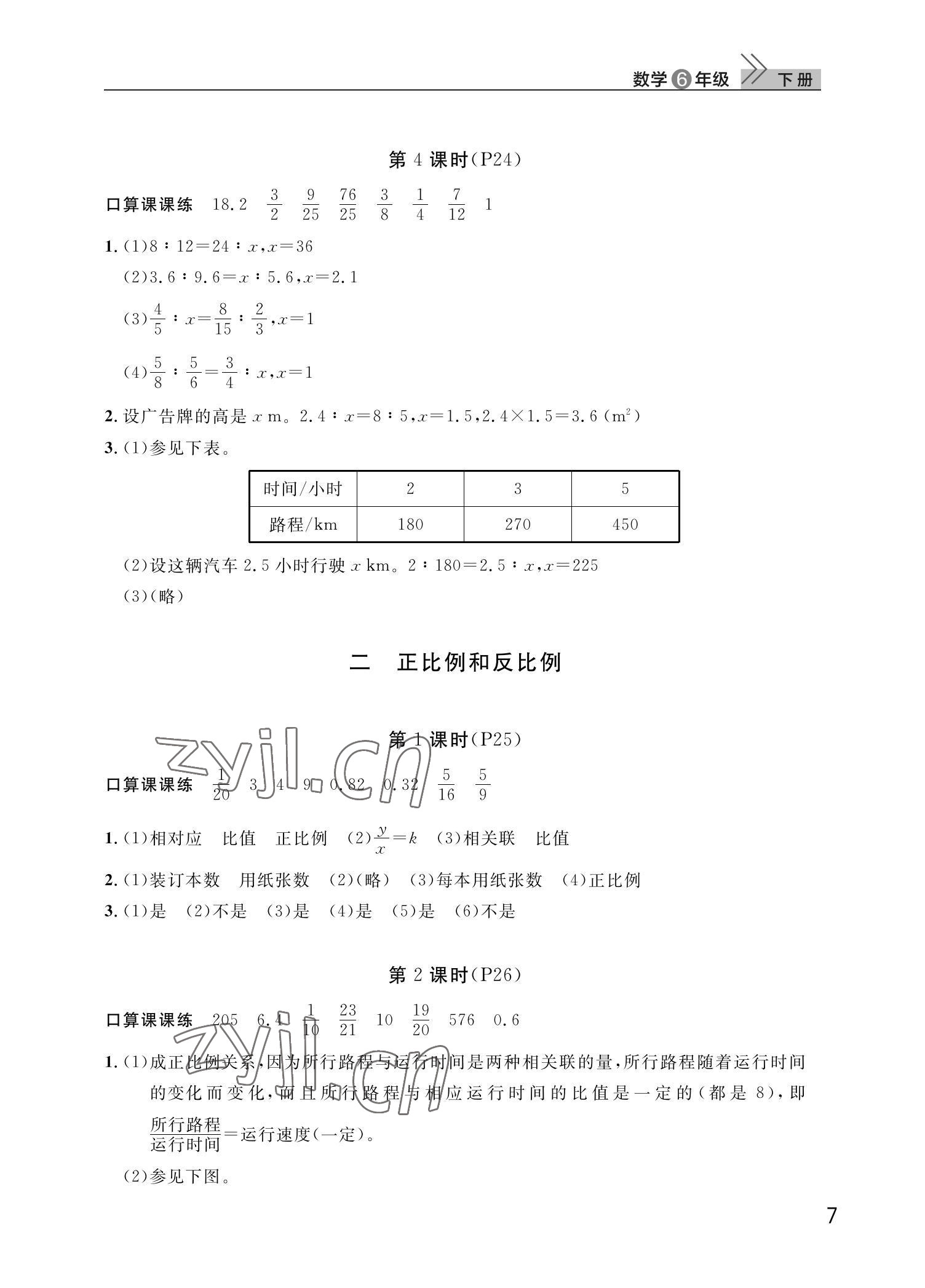 2022年课堂作业武汉出版社六年级数学下册人教版 第7页
