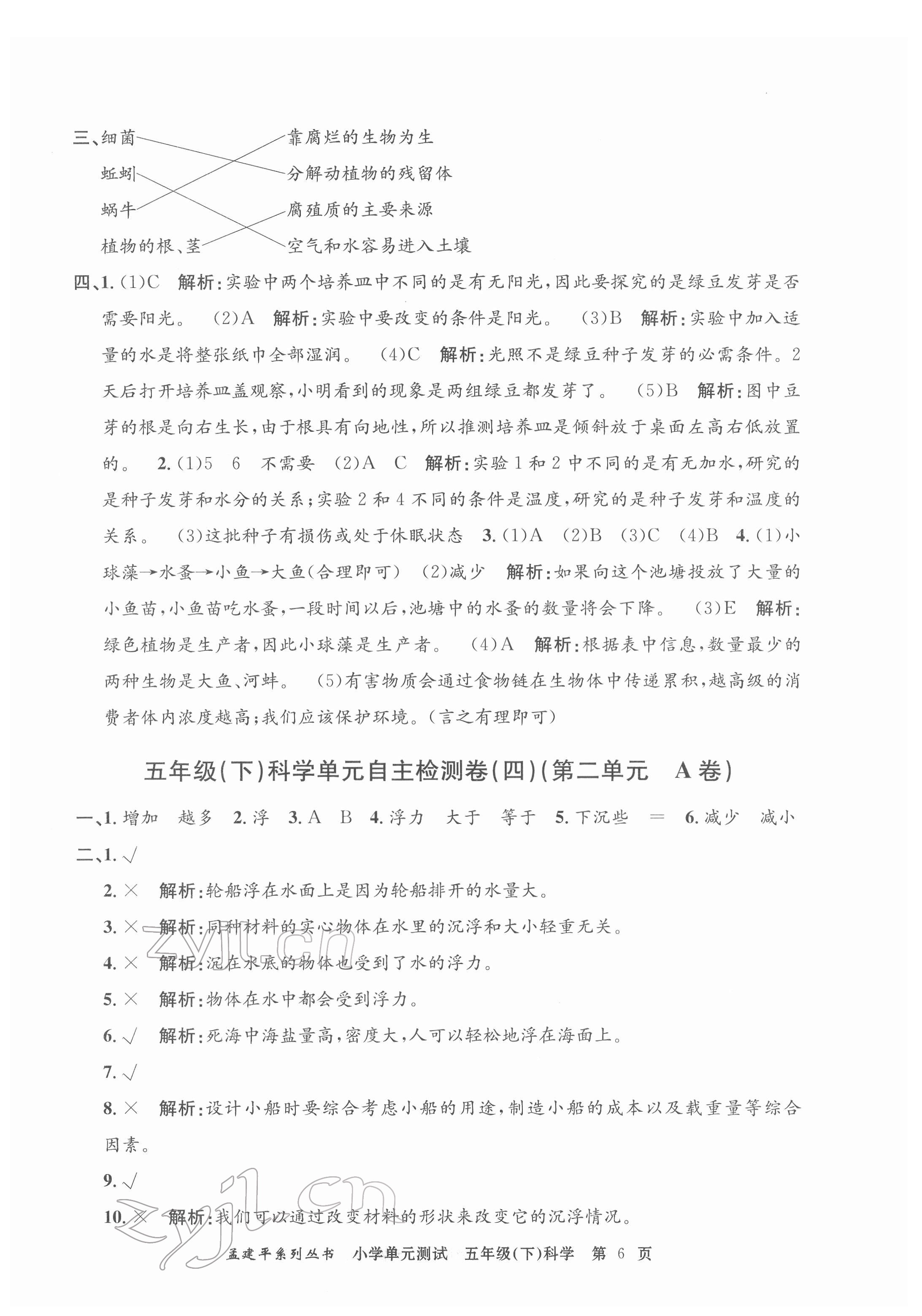 2022年孟建平單元測試五年級科學(xué)下冊教科版 第6頁