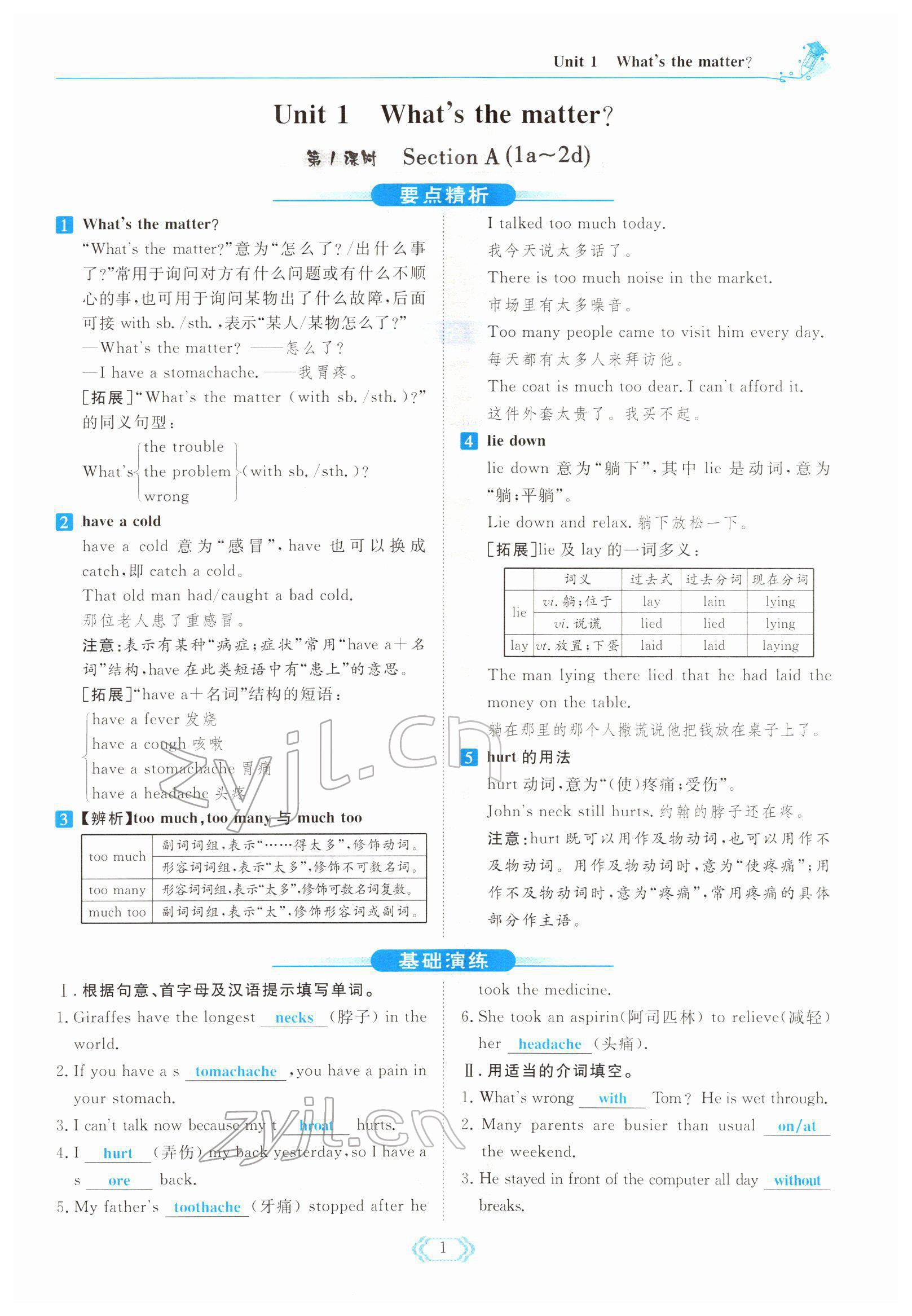 2022年启航新课堂八年级英语下册人教版 参考答案第1页