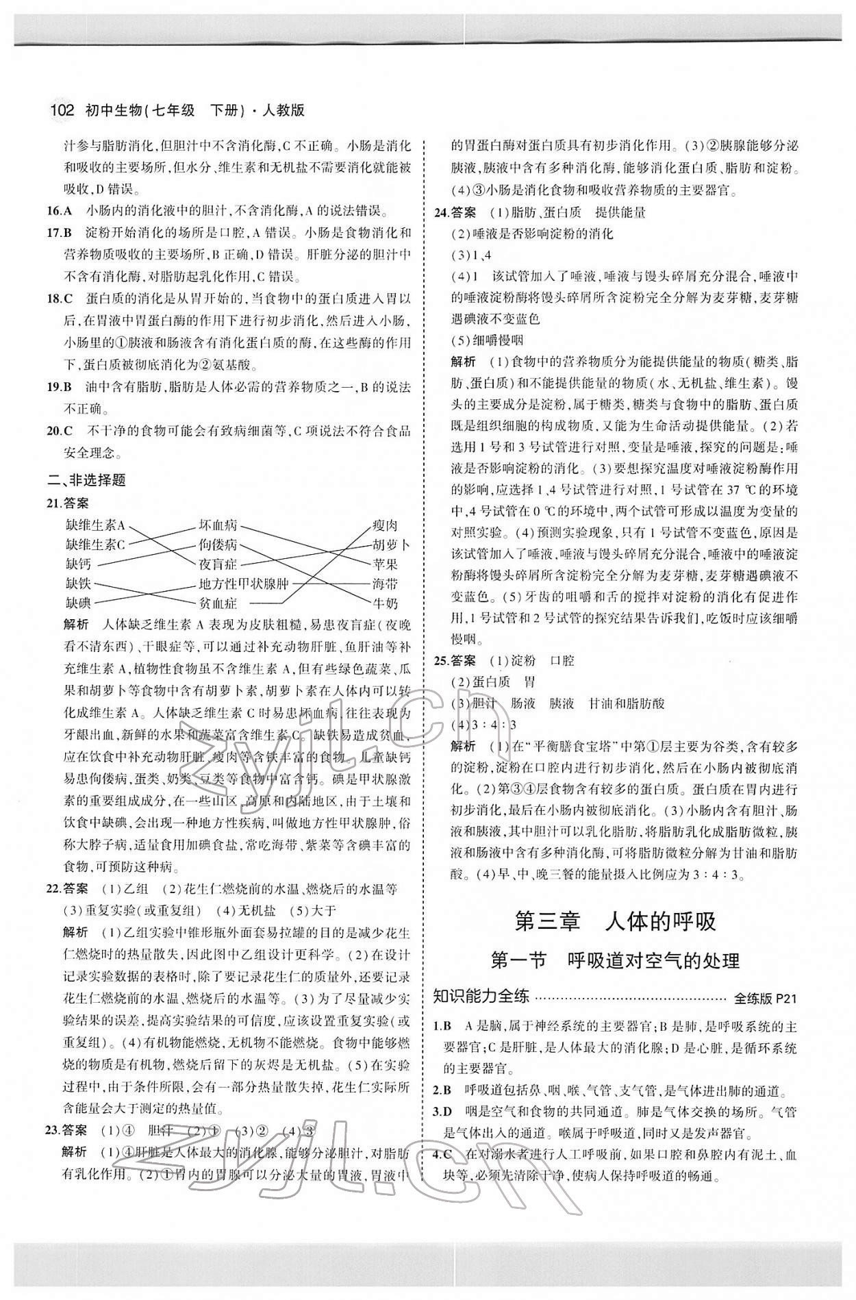 2022年5年中考3年模擬七年級(jí)生物下冊(cè)人教版 第8頁