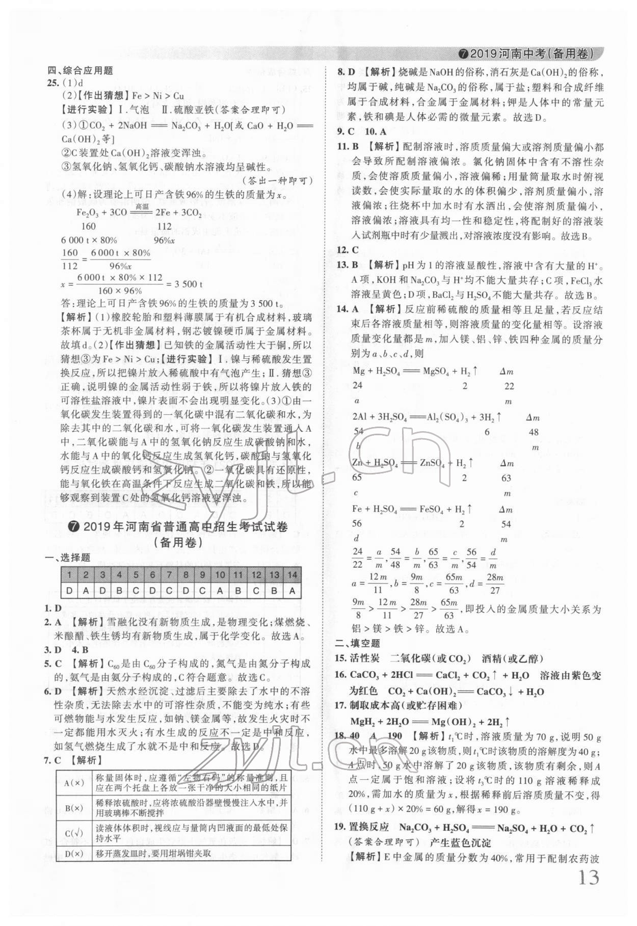 2022年王朝霞中考真題精編化學(xué)河南中考 第14頁