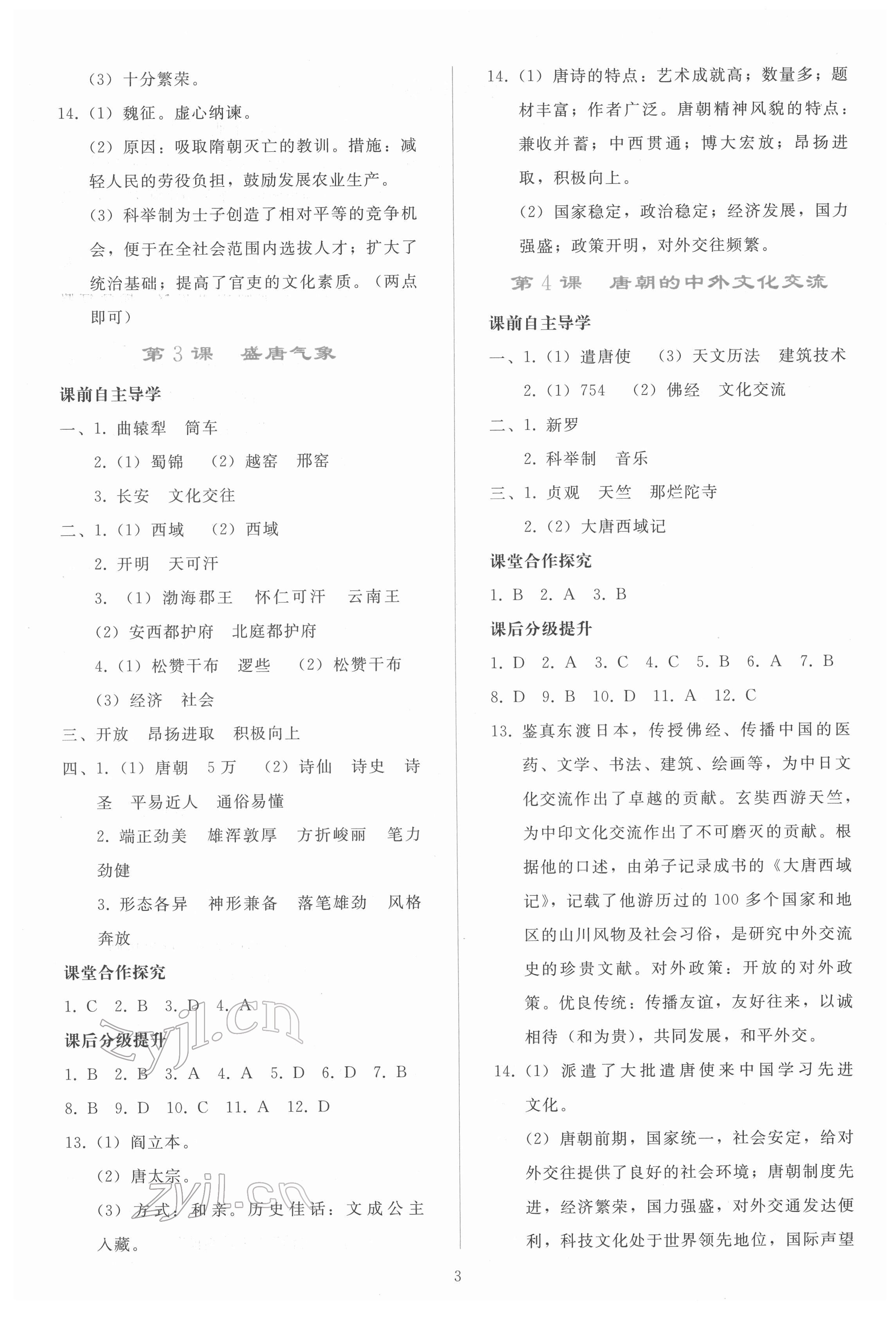 2022年同步轻松练习七年级中国历史下册人教版 第2页