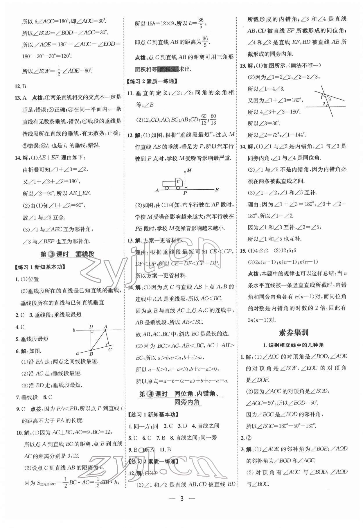 2022年點撥訓練七年級數(shù)學下冊人教版 參考答案第2頁