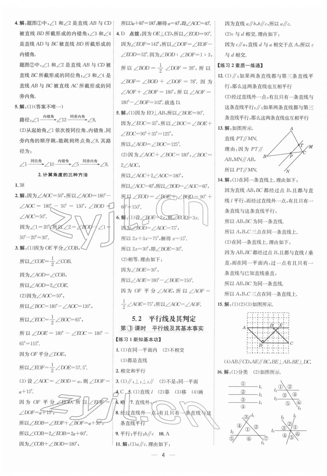 2022年點撥訓練七年級數學下冊人教版 參考答案第3頁