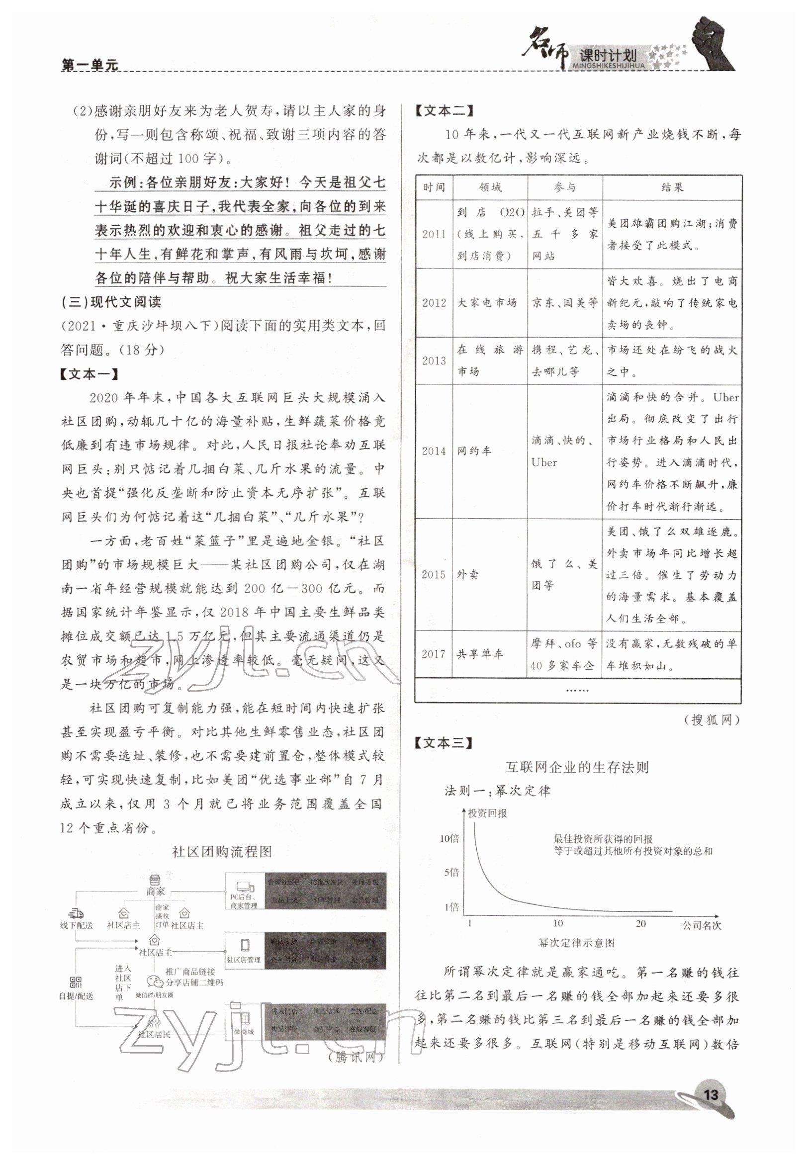 2022年名師課時(shí)計(jì)劃八年級(jí)語(yǔ)文下冊(cè)人教版 參考答案第13頁(yè)