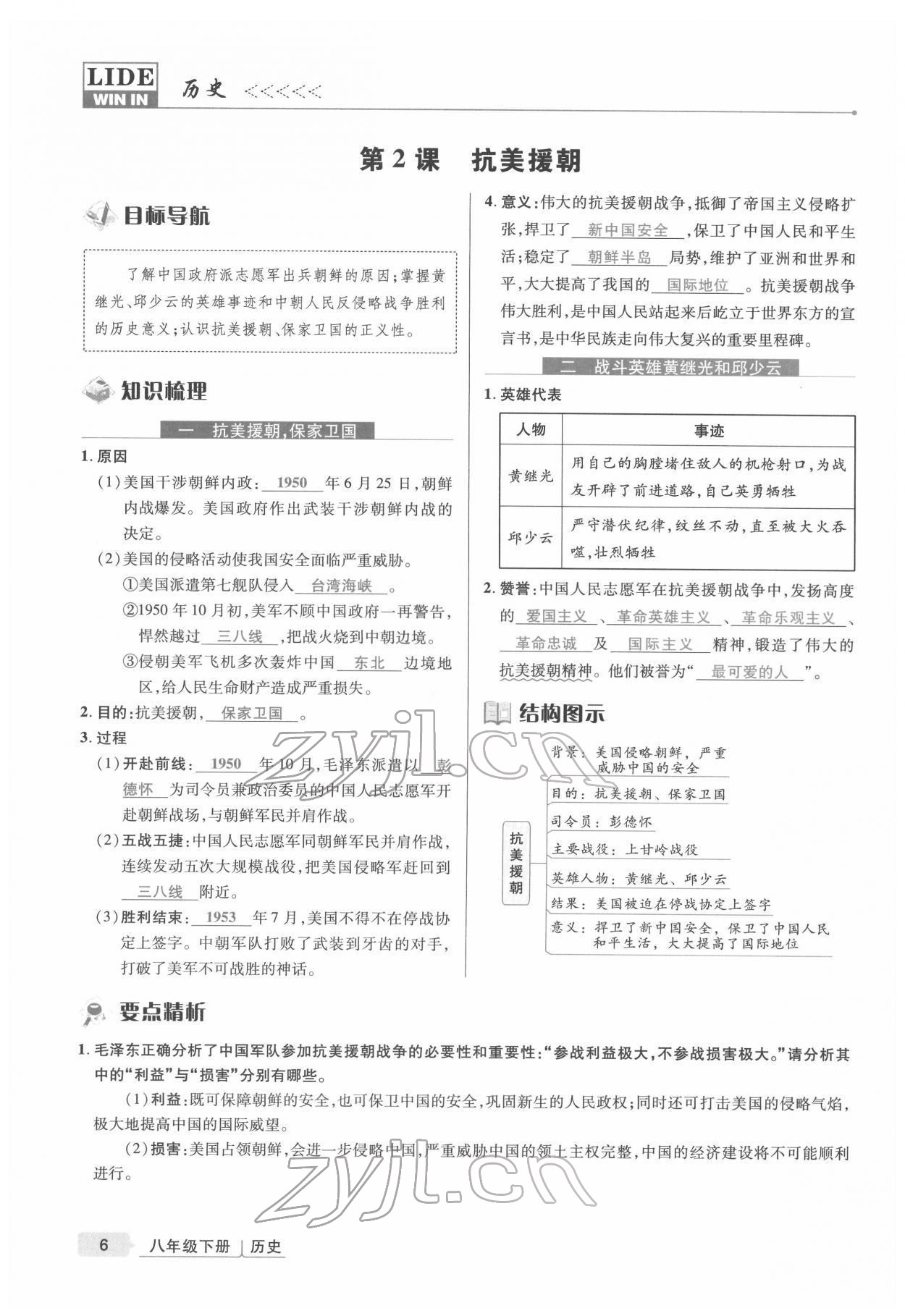 2022年高分突破課時(shí)達(dá)標(biāo)講練測(cè)八年級(jí)歷史下冊(cè)人教版 參考答案第6頁(yè)