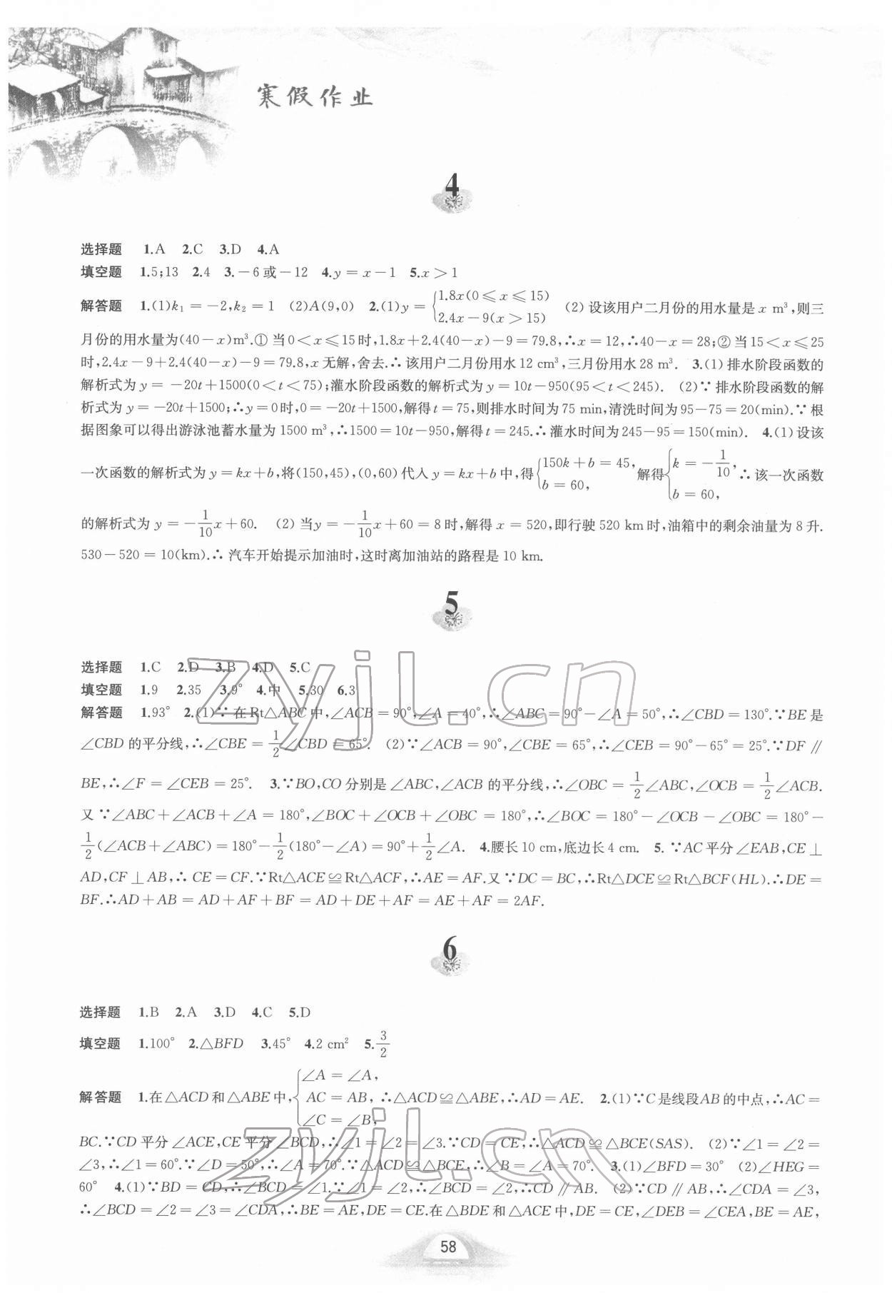 2022年寒假作业八年级数学沪科版黄山书社 第2页