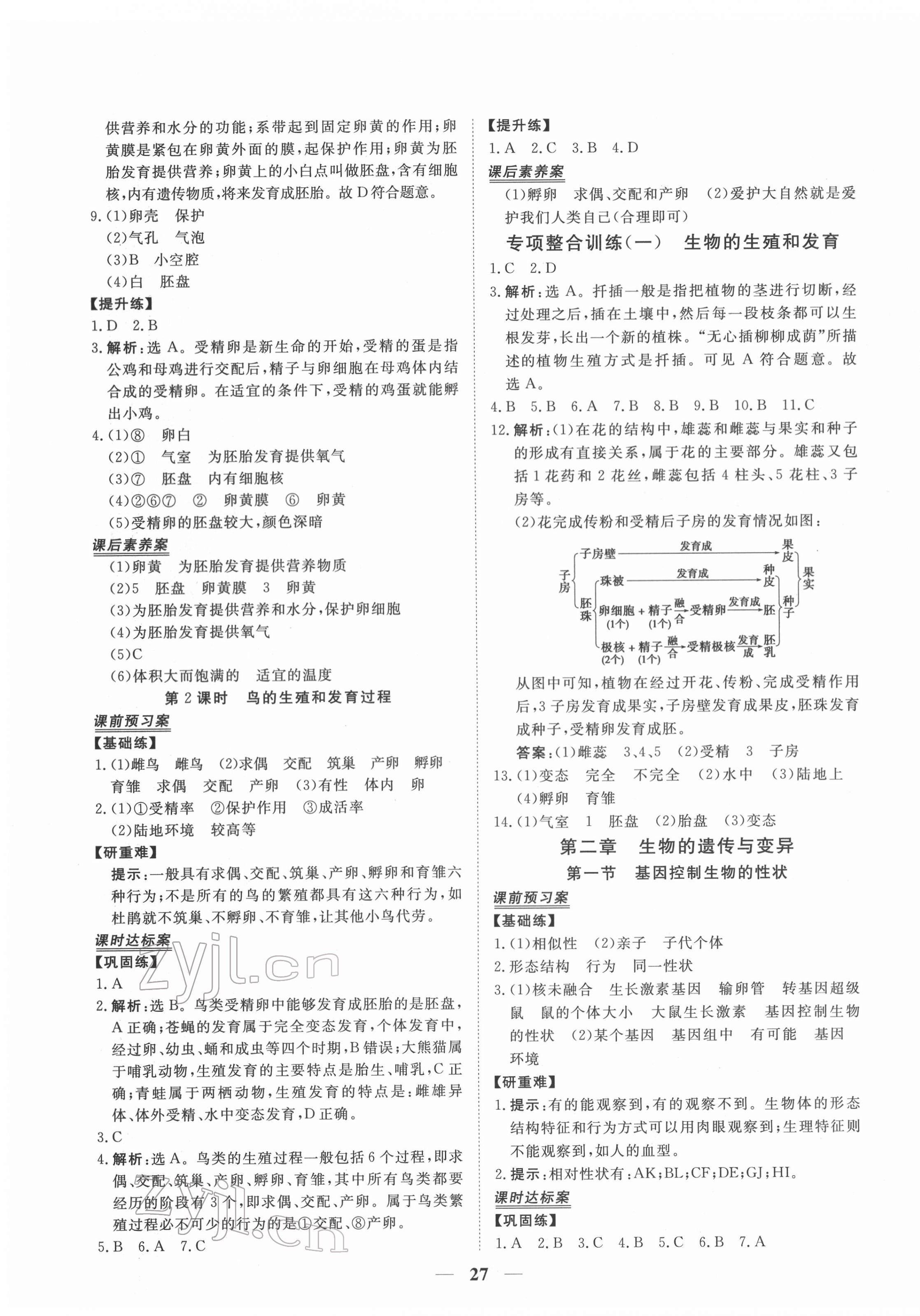 2022年新坐标同步练习八年级生物下册人教版青海专用 第3页