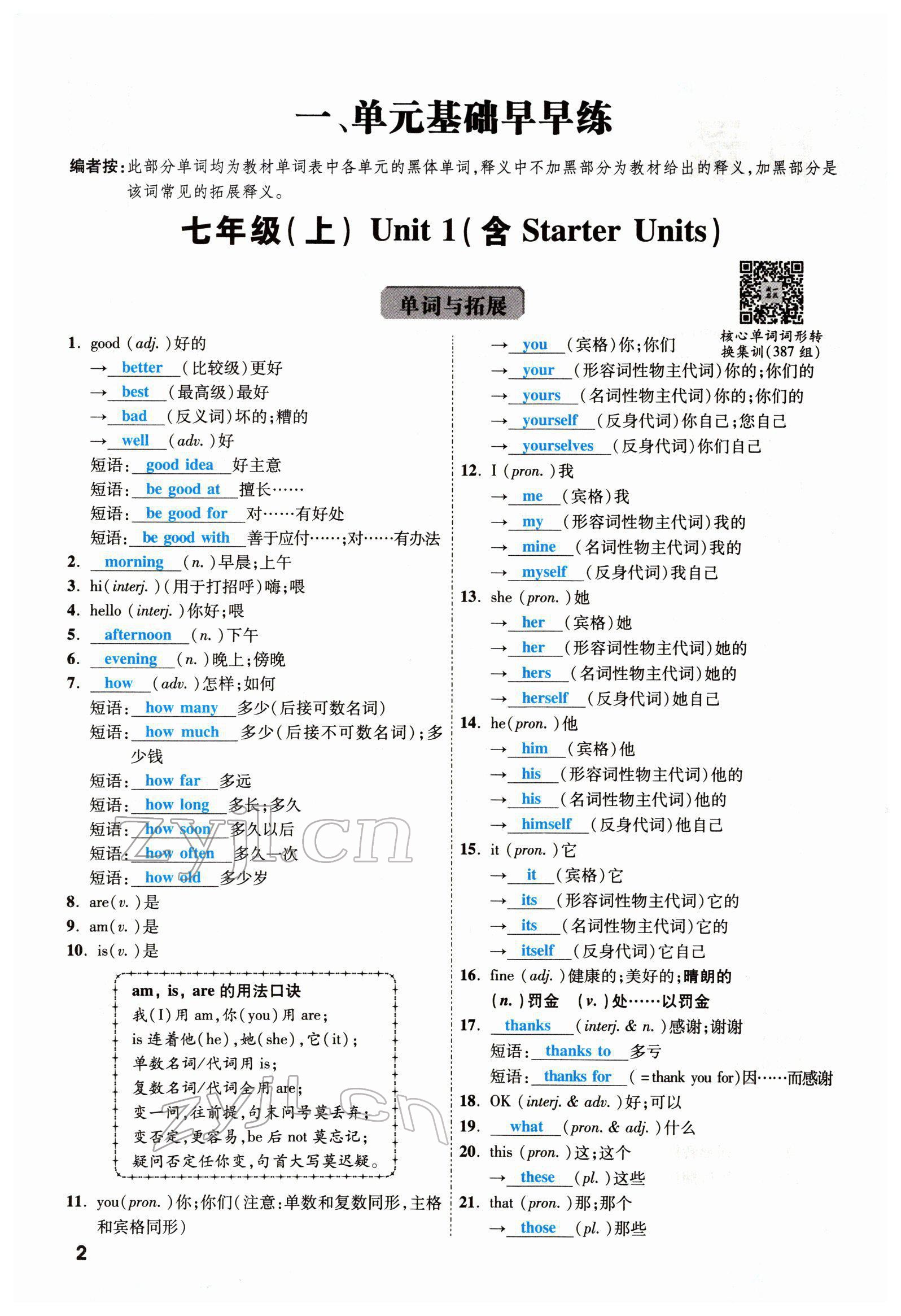 2022年一战成名考前新方案英语云南专版 参考答案第5页