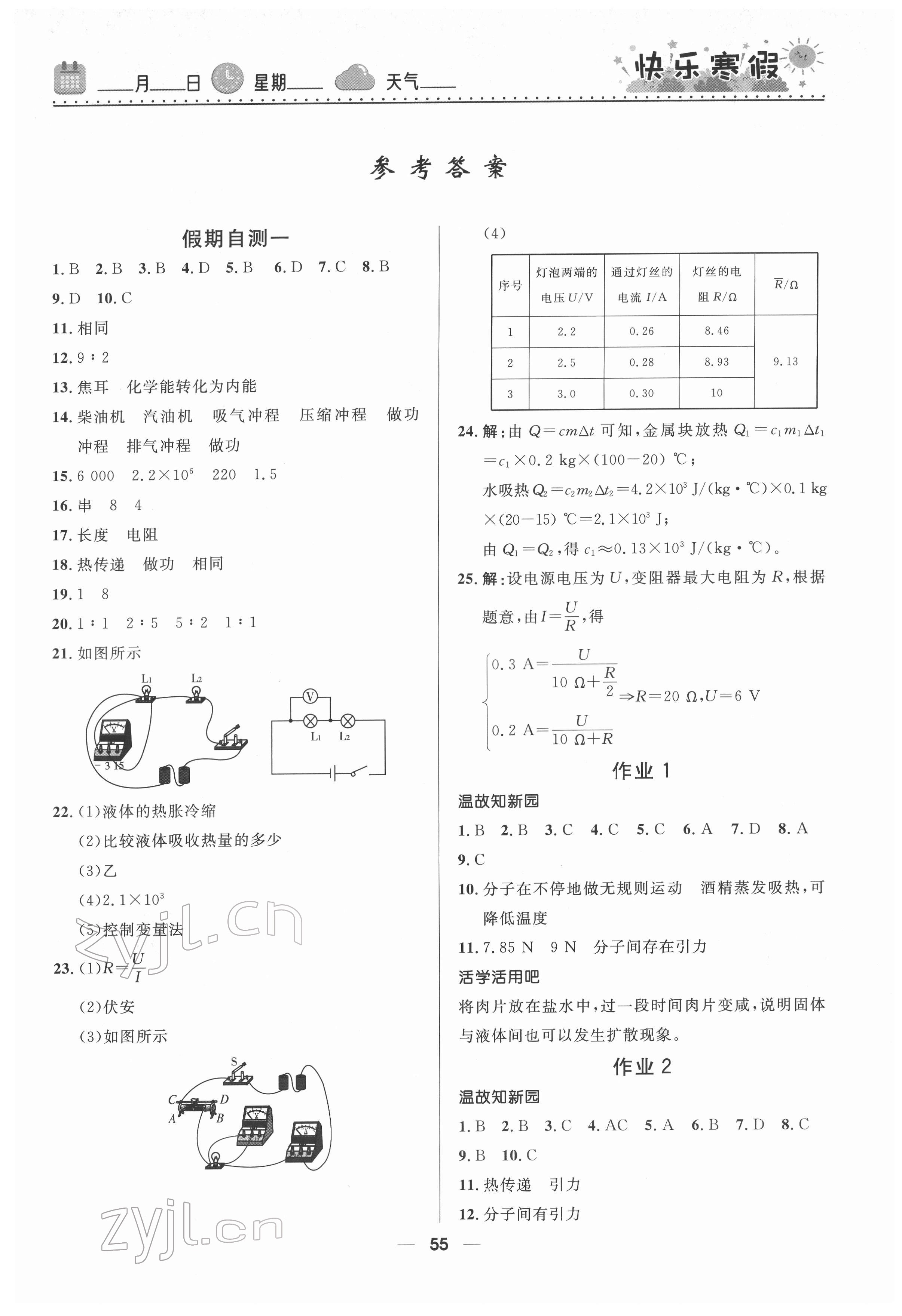 2022年贏在起跑線快樂寒假河北少年兒童出版社九年級(jí)物理人教版 第1頁