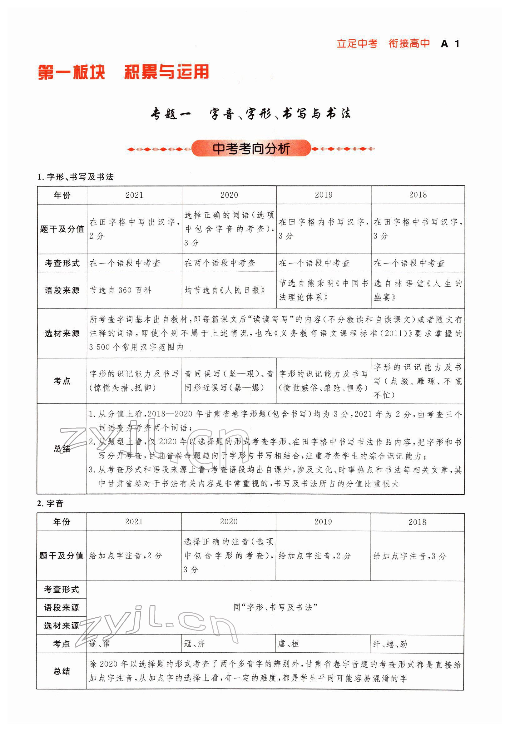 2022年中考先锋语文人教版甘肃专版吉林出版集团 参考答案第1页