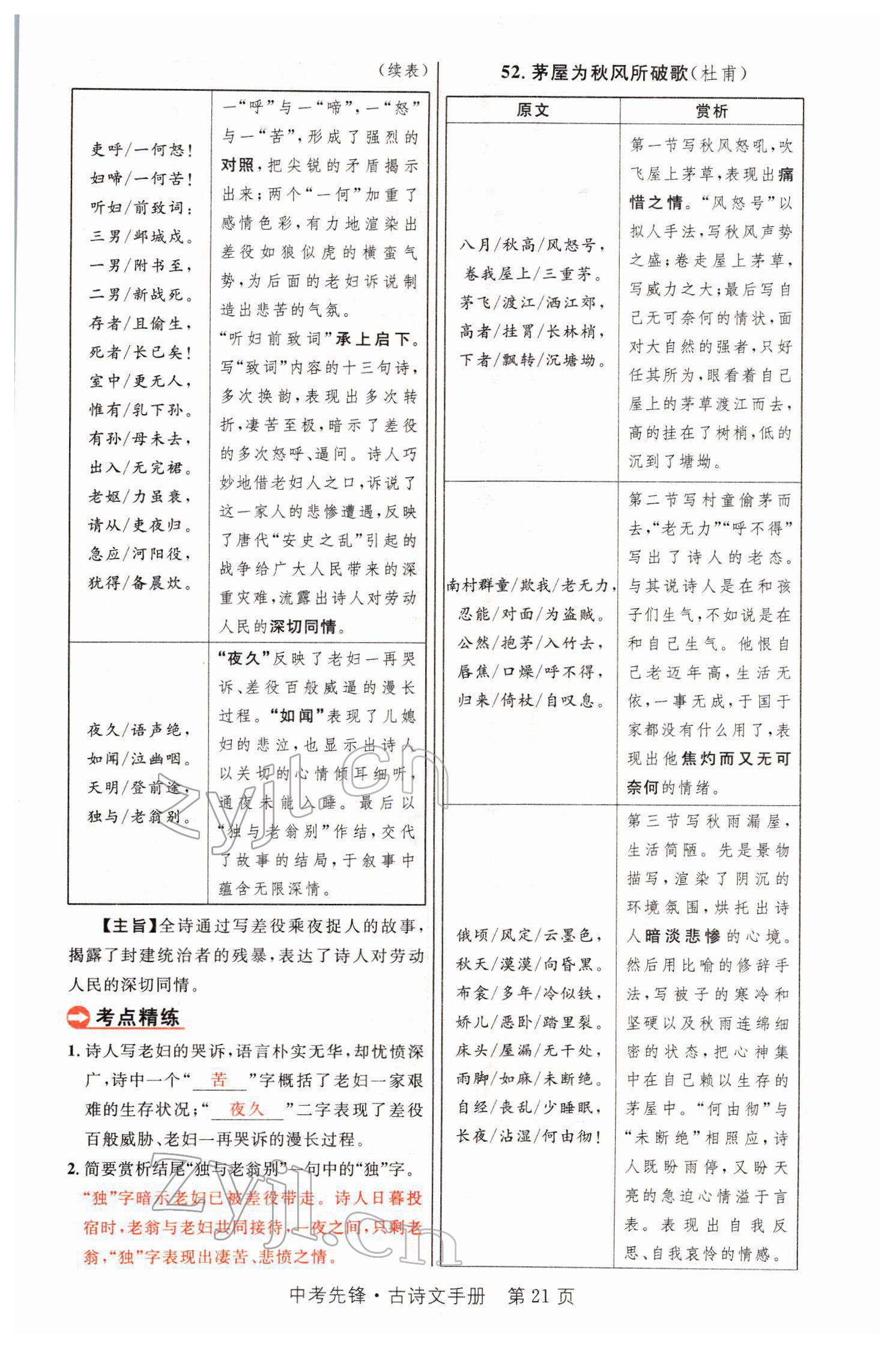 2022年中考先锋语文人教版甘肃专版吉林出版集团 参考答案第46页