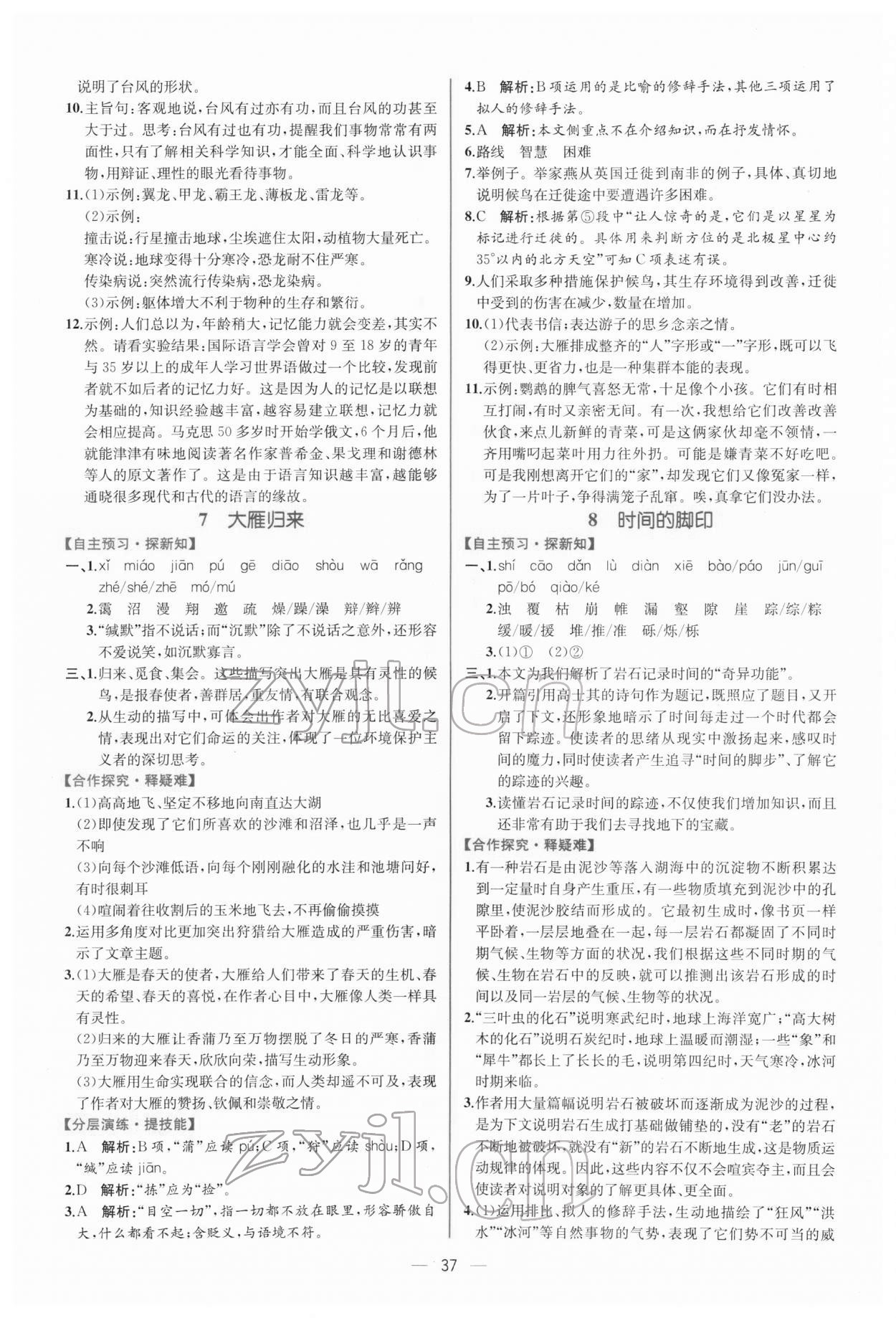 2022年同步導學案課時練八年級語文下冊人教版 第5頁