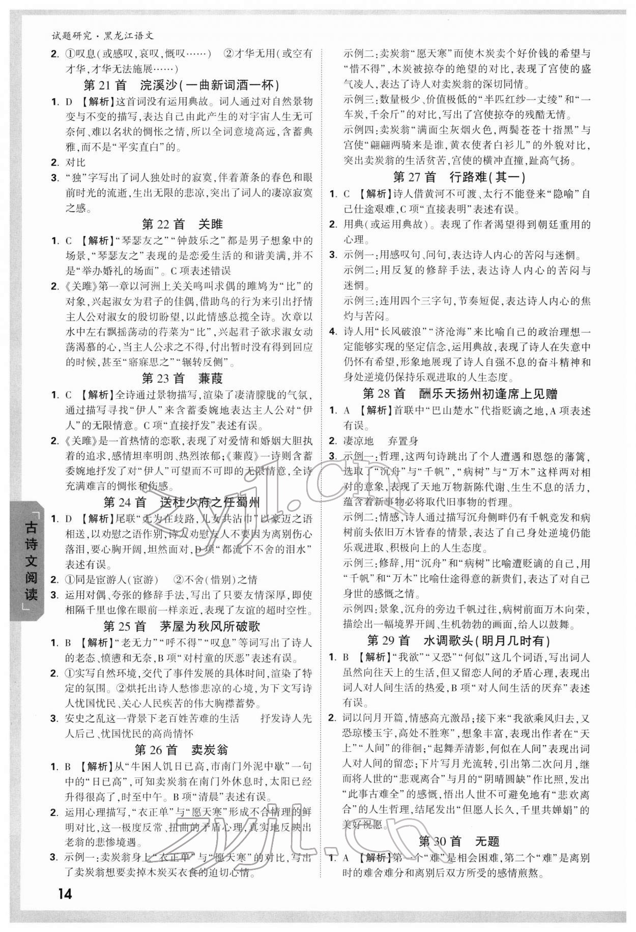2022年万唯中考试题研究语文人教版黑龙江专版 第13页