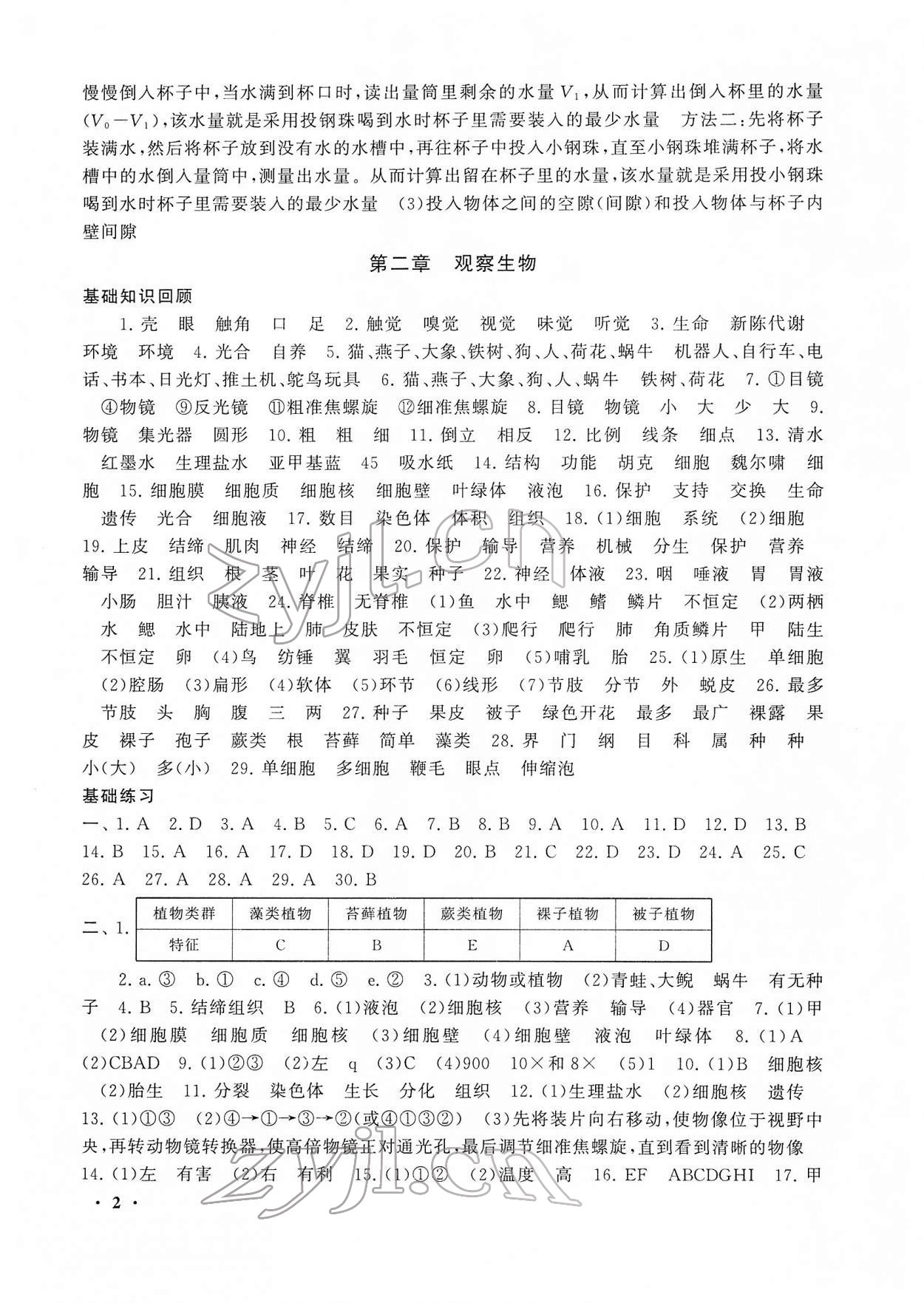 2022年期末寒假大串聯(lián)黃山書社七年級科學上冊浙教版 第2頁