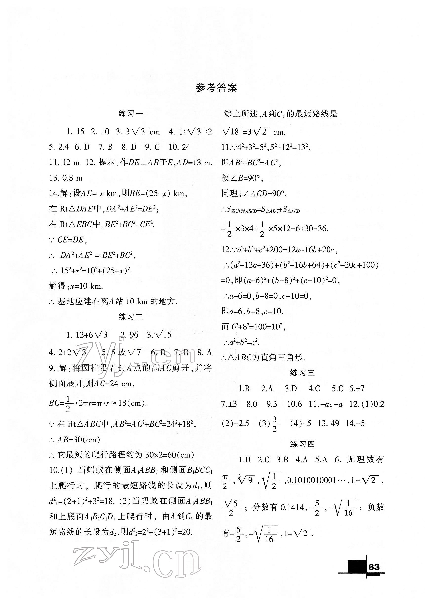 2022年寒假作業(yè)八年級(jí)數(shù)學(xué)北師大版蘭州大學(xué)出版社 第1頁(yè)