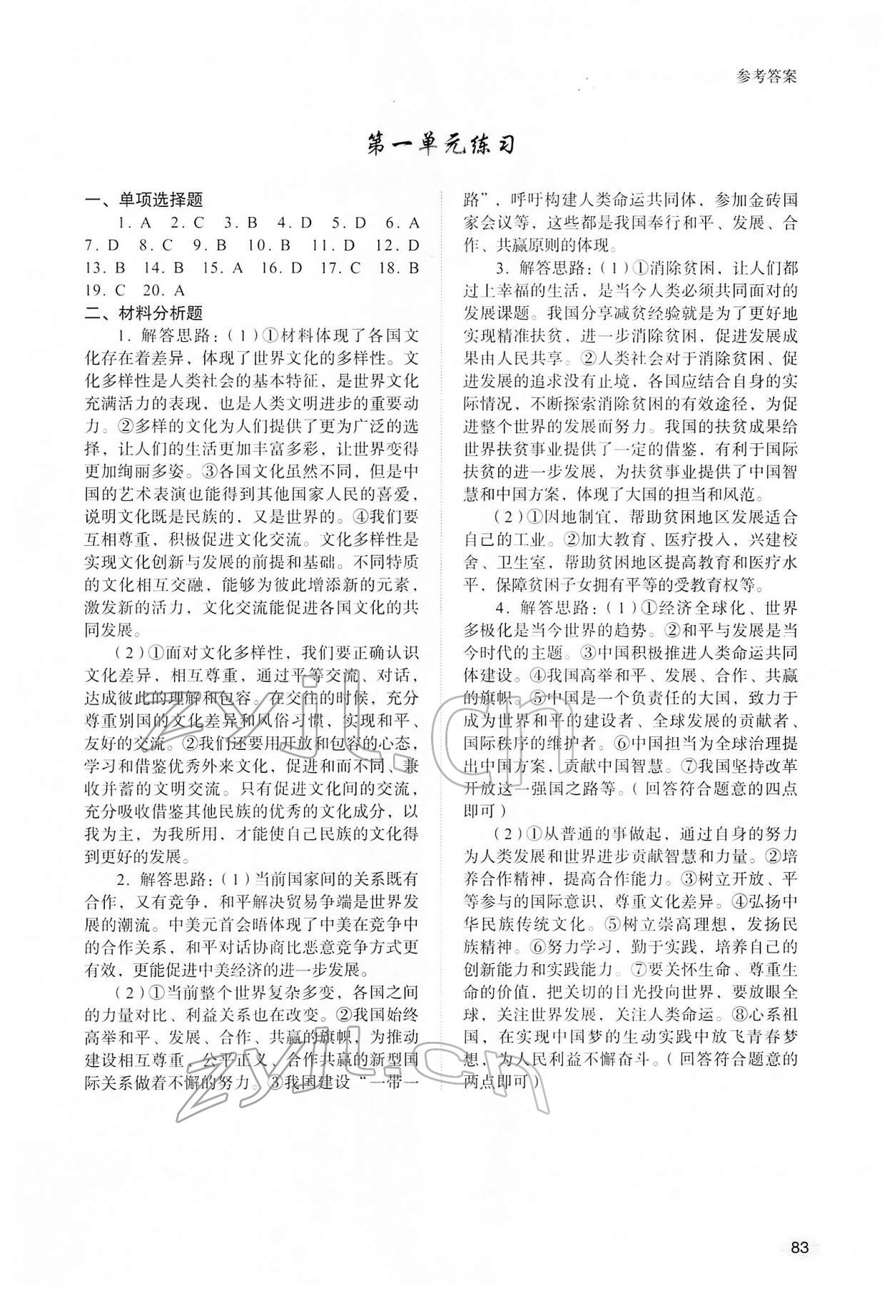 2022年学习实践手册九年级道德与法治下册人教版山东人民出版社 第3页