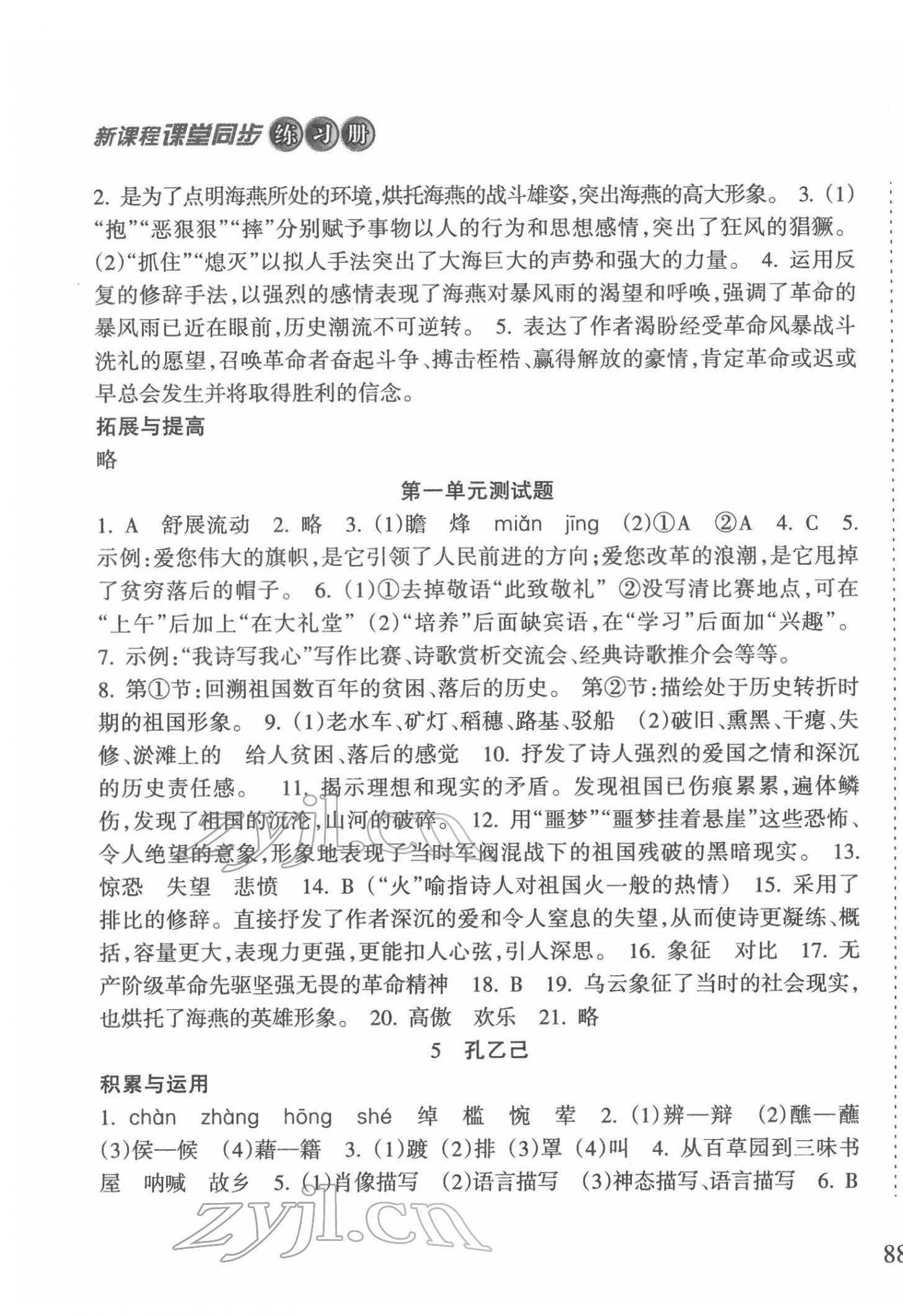 2022年新课程课堂同步练习册九年级语文下册人教版 第3页