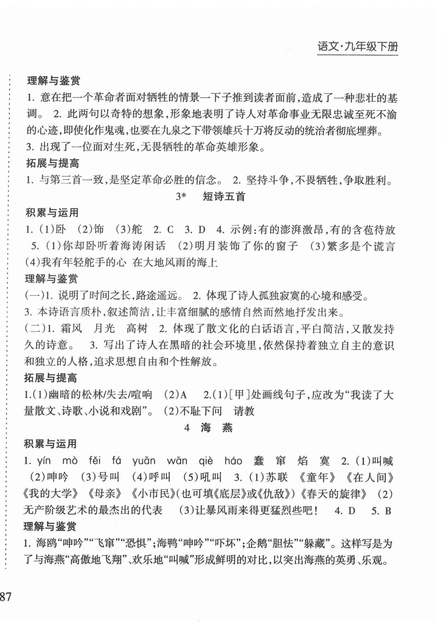 2022年新课程课堂同步练习册九年级语文下册人教版 第2页