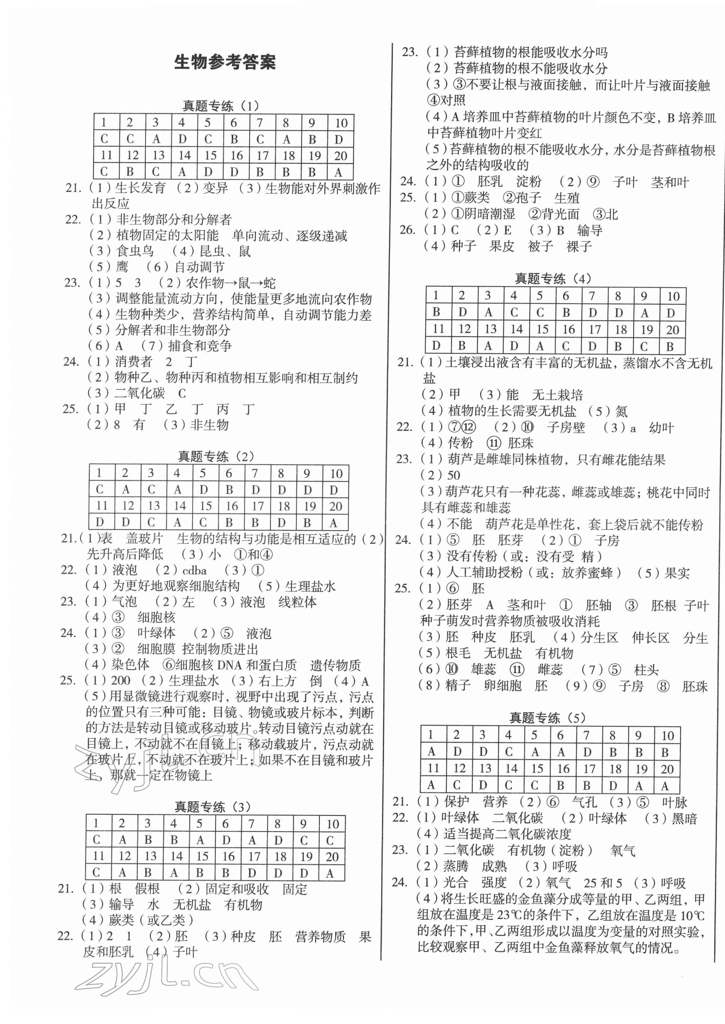 2022年河南省中考试题精编生物河南专版 第1页