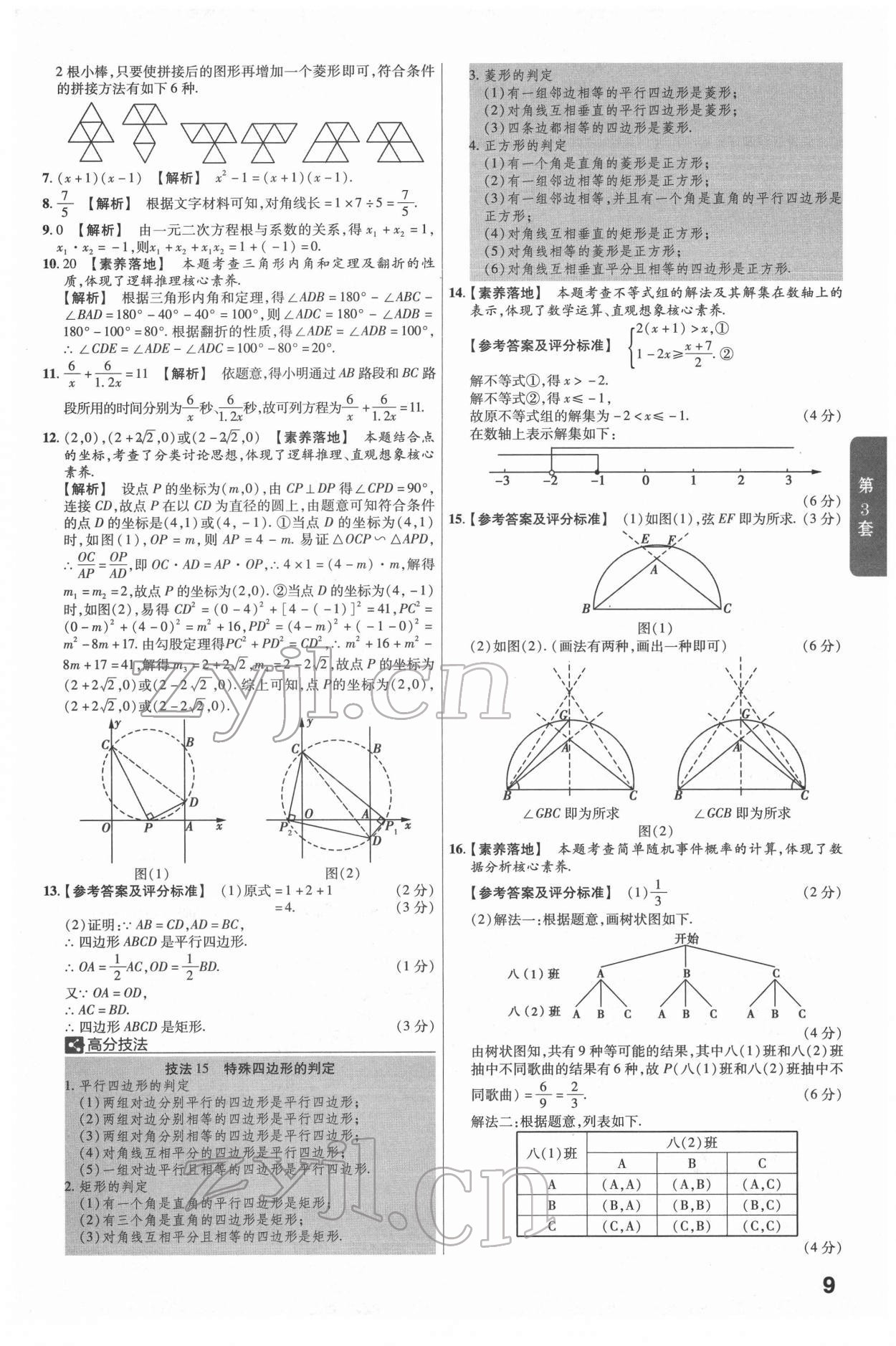 2022年金考卷江西中考45套匯編數(shù)學(xué)人教版 參考答案第9頁(yè)