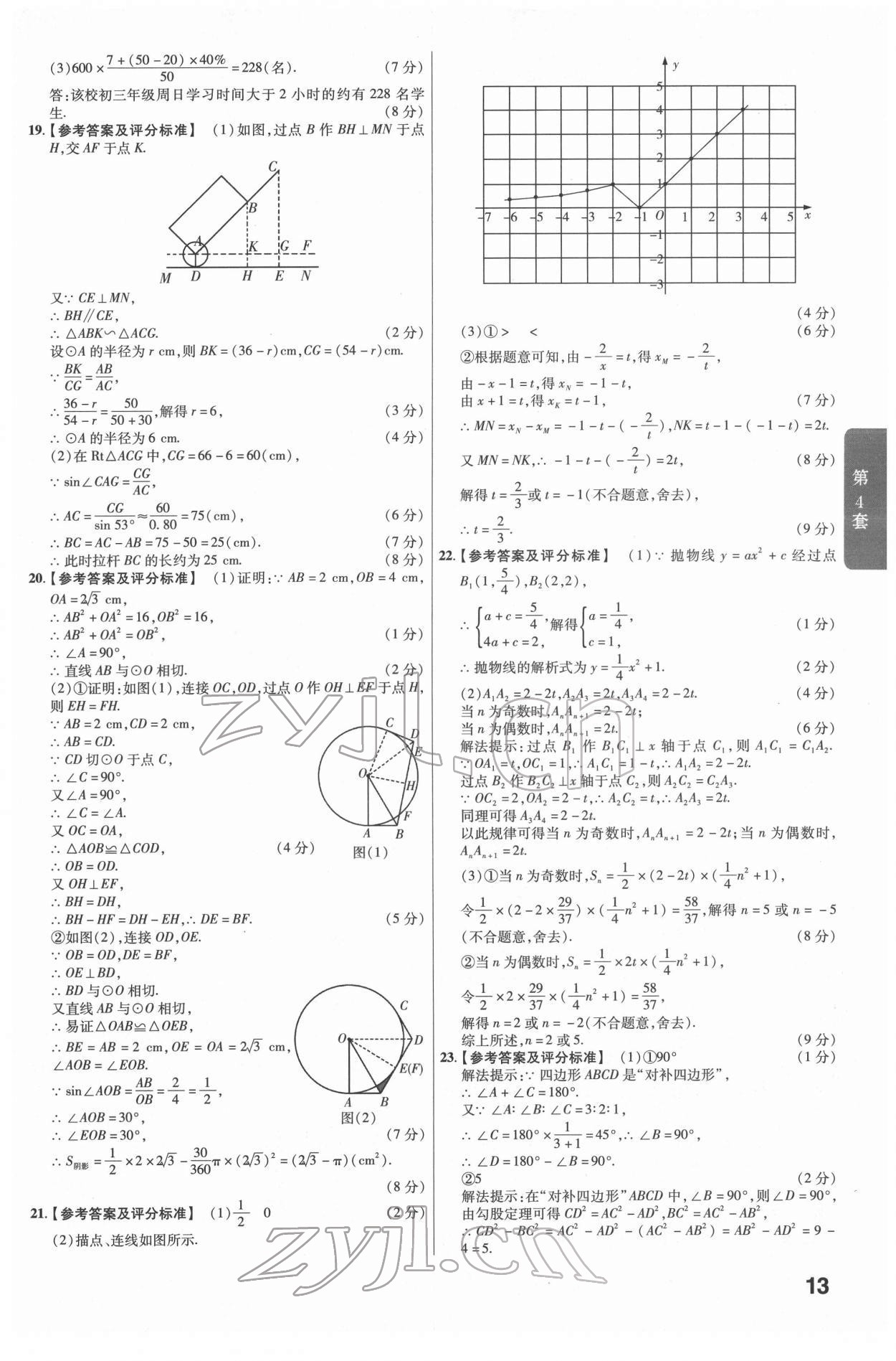 2022年金考卷江西中考45套匯編數(shù)學(xué)人教版 參考答案第13頁