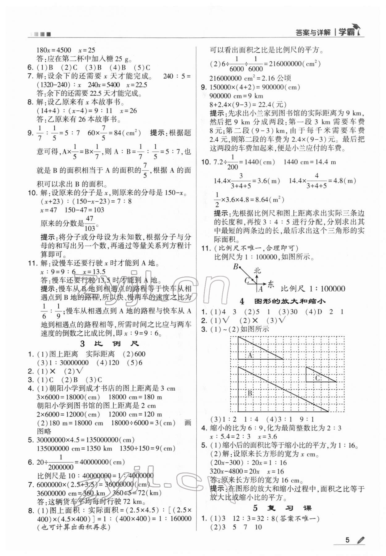 2022年乔木图书学霸六年级数学下册北师大版 参考答案第5页