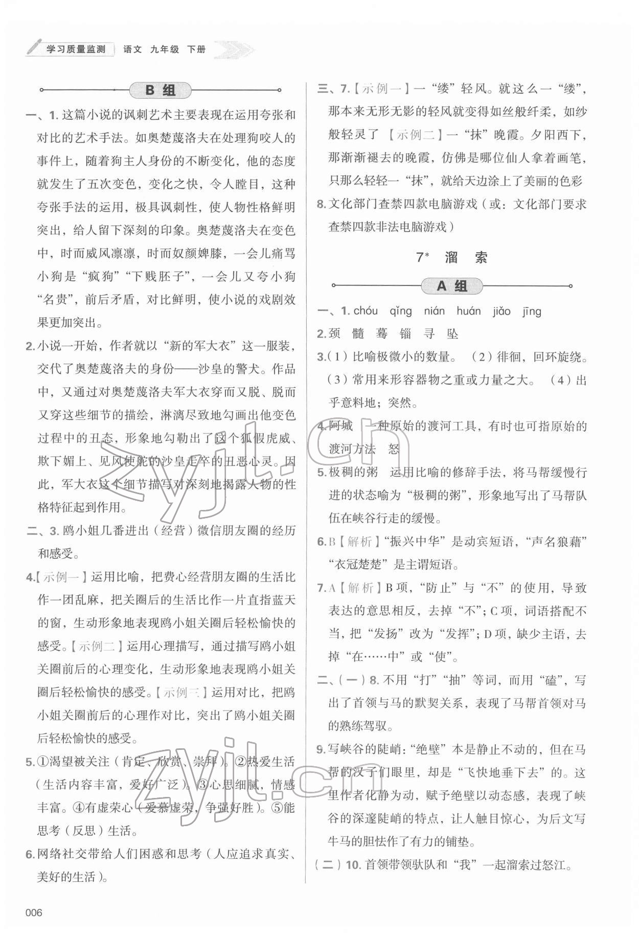 2022年学习质量监测九年级语文下册人教版 第6页