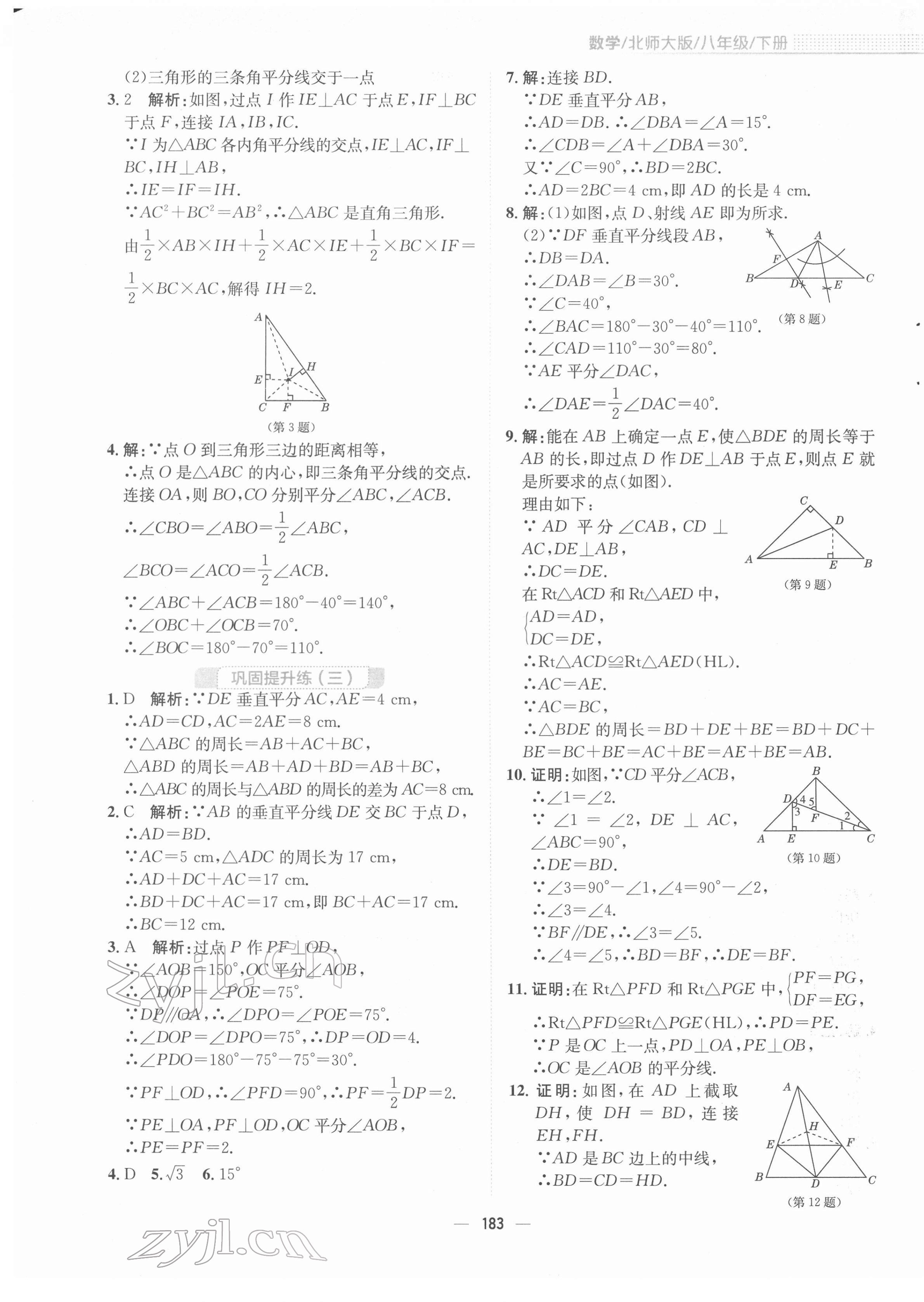 2022年新编基础训练八年级数学下册北师大版 参考答案第11页