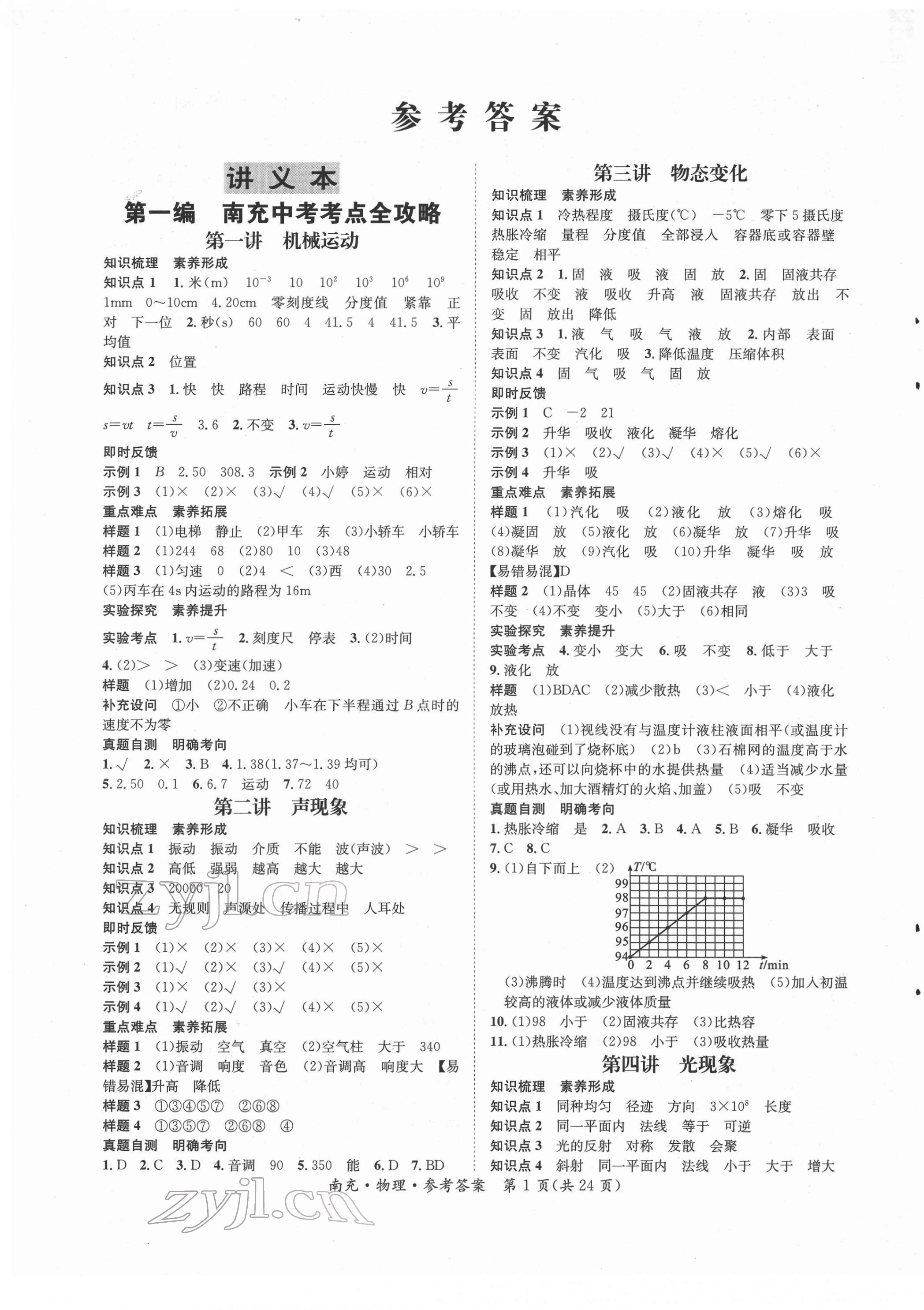 2022年國華圖書中考拐點(diǎn)物理南充專版 第1頁