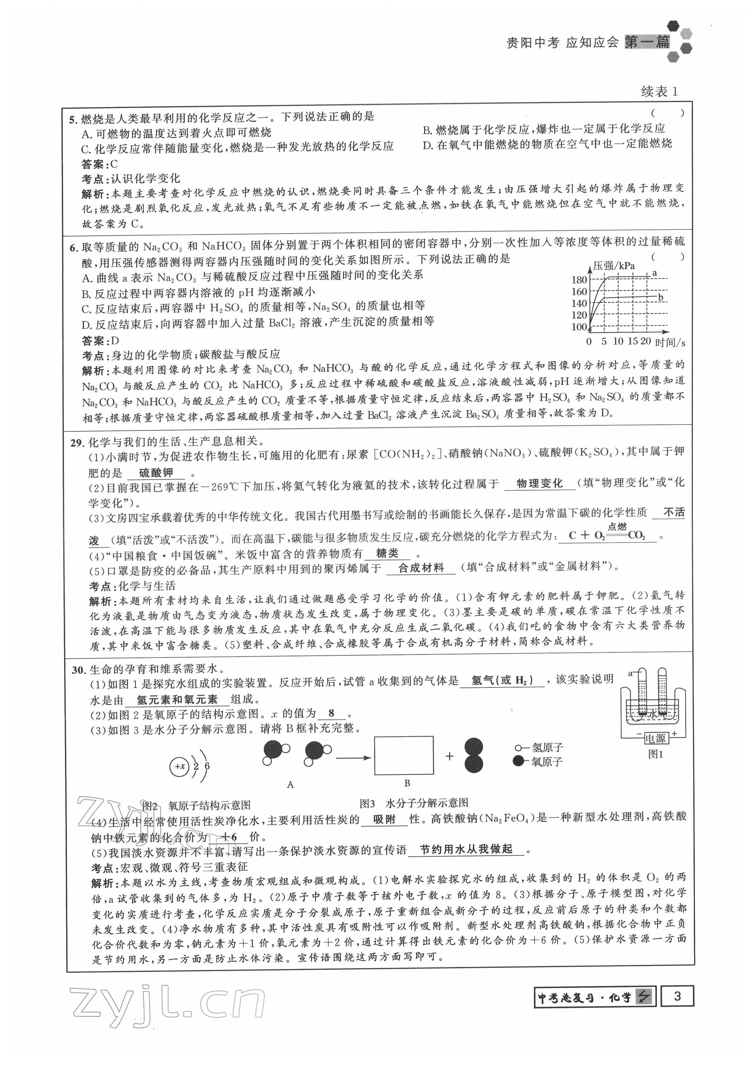 2022年地道中考貴陽中考總復(fù)習(xí)化學(xué) 參考答案第3頁