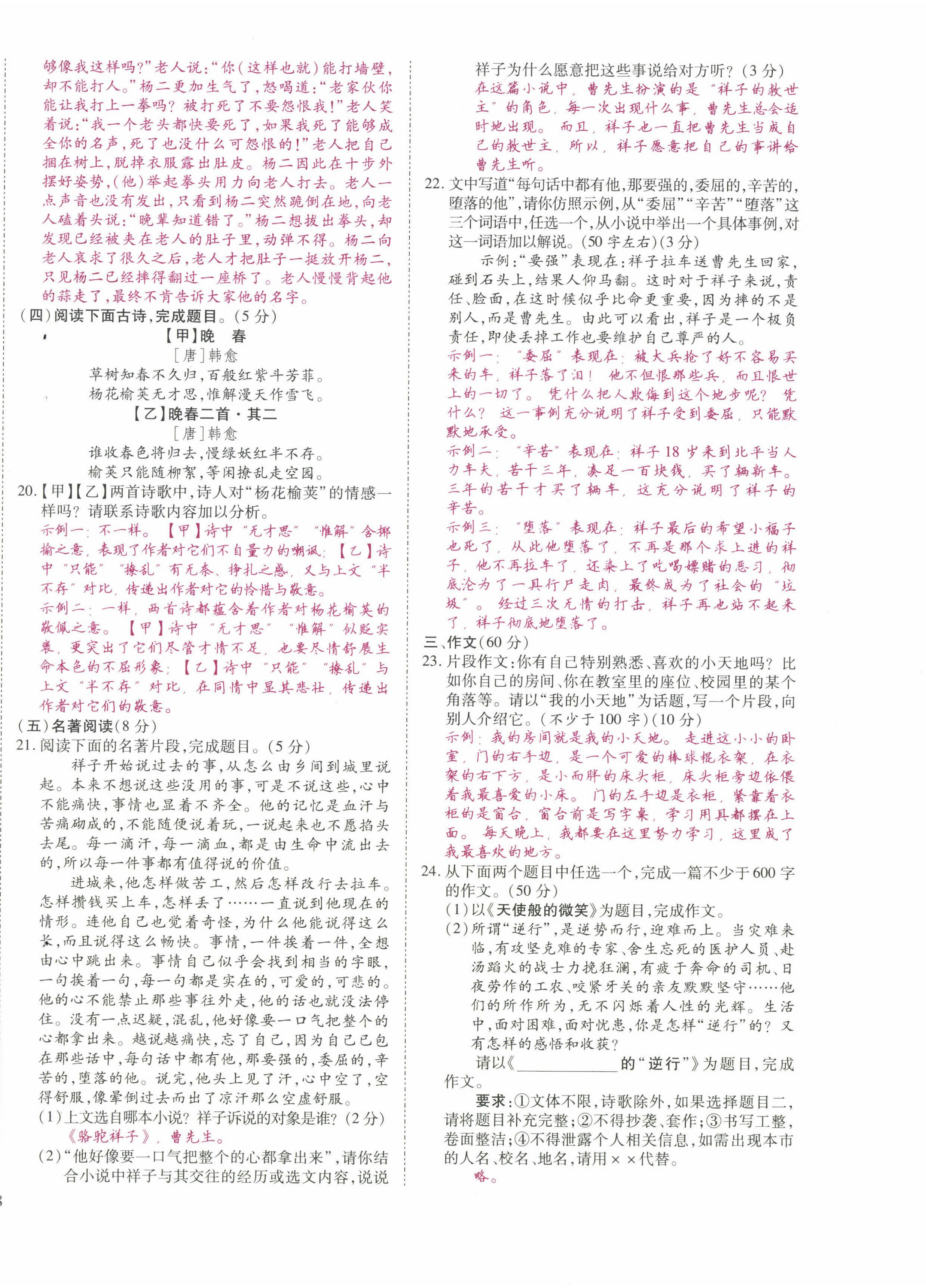 2022年我的作業(yè)七年級語文下冊人教版甘肅專版 第16頁