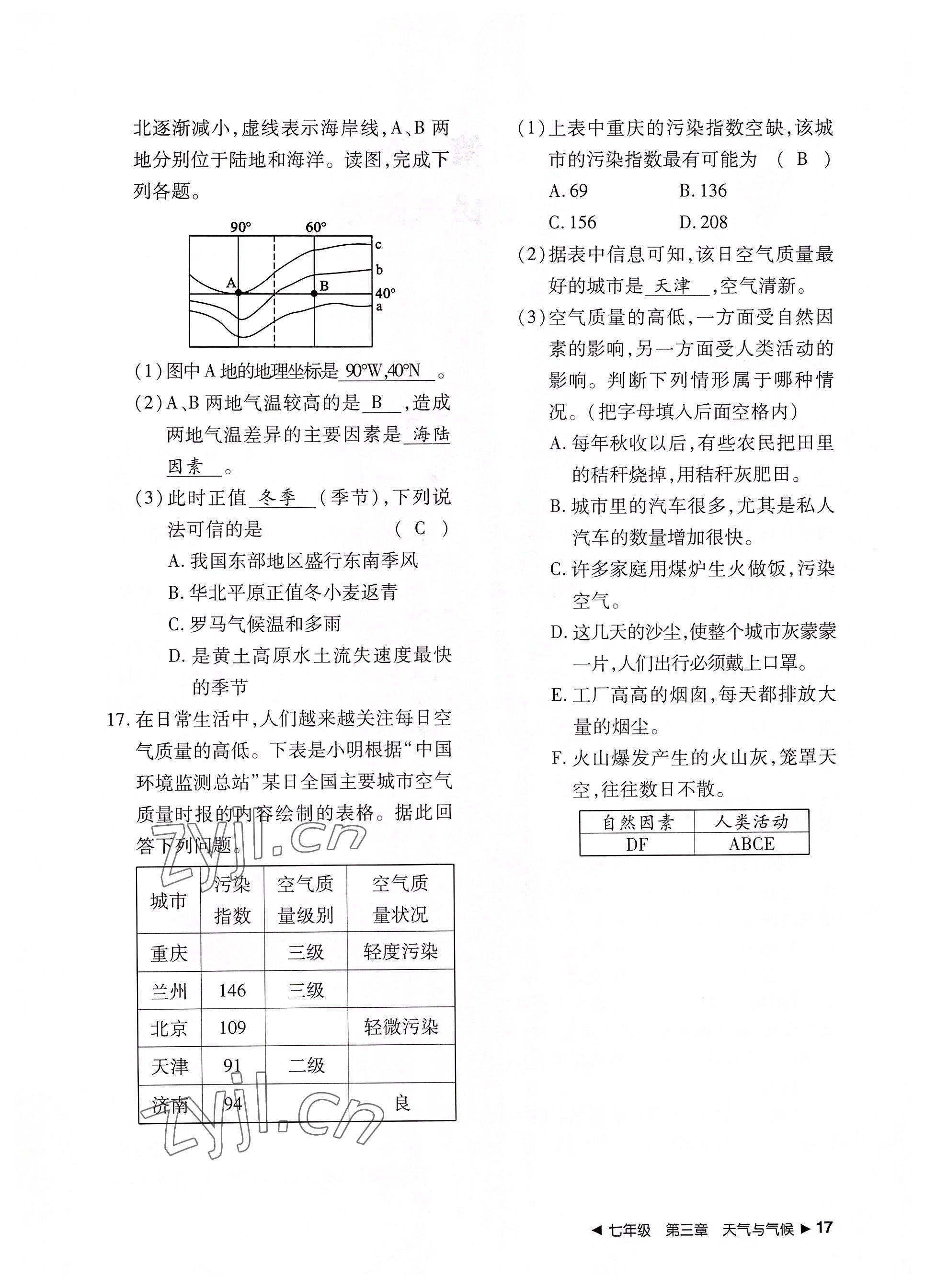 2022年導(dǎo)學(xué)精練中考總復(fù)習(xí)地理荊州專版 參考答案第17頁