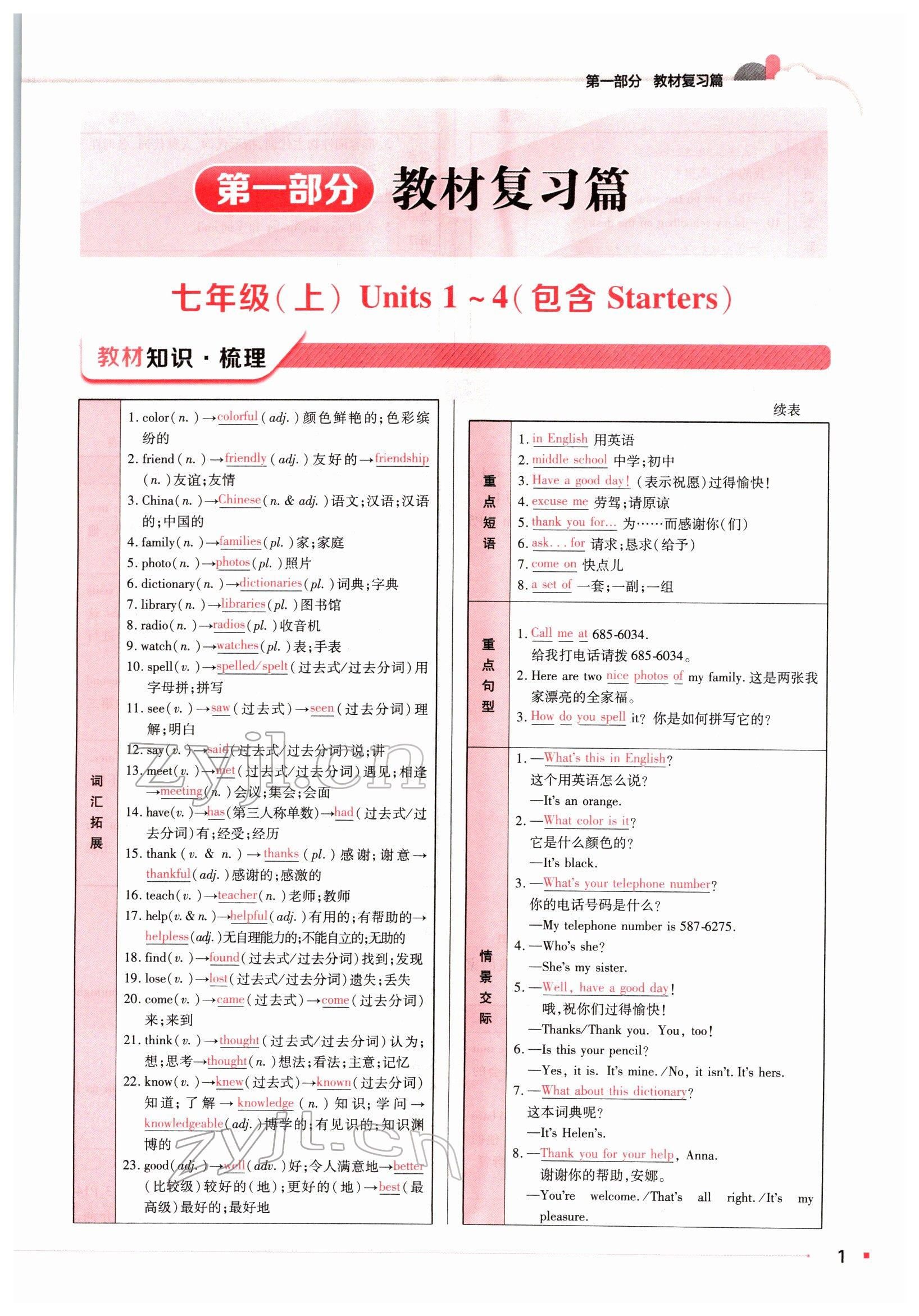 2022年河南易中考英语 参考答案第1页