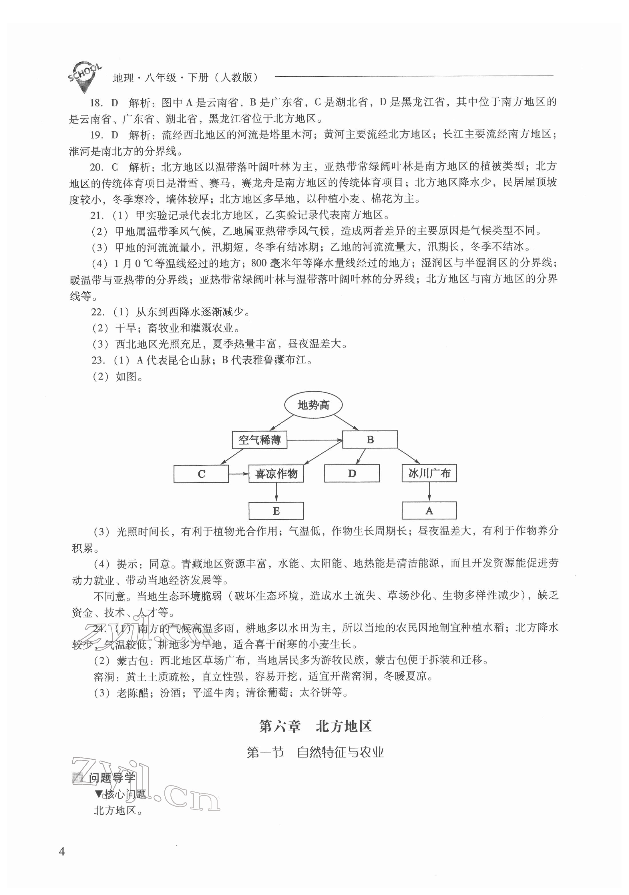 2022年新课程问题解决导学方案八年级地理下册人教版 参考答案第4页