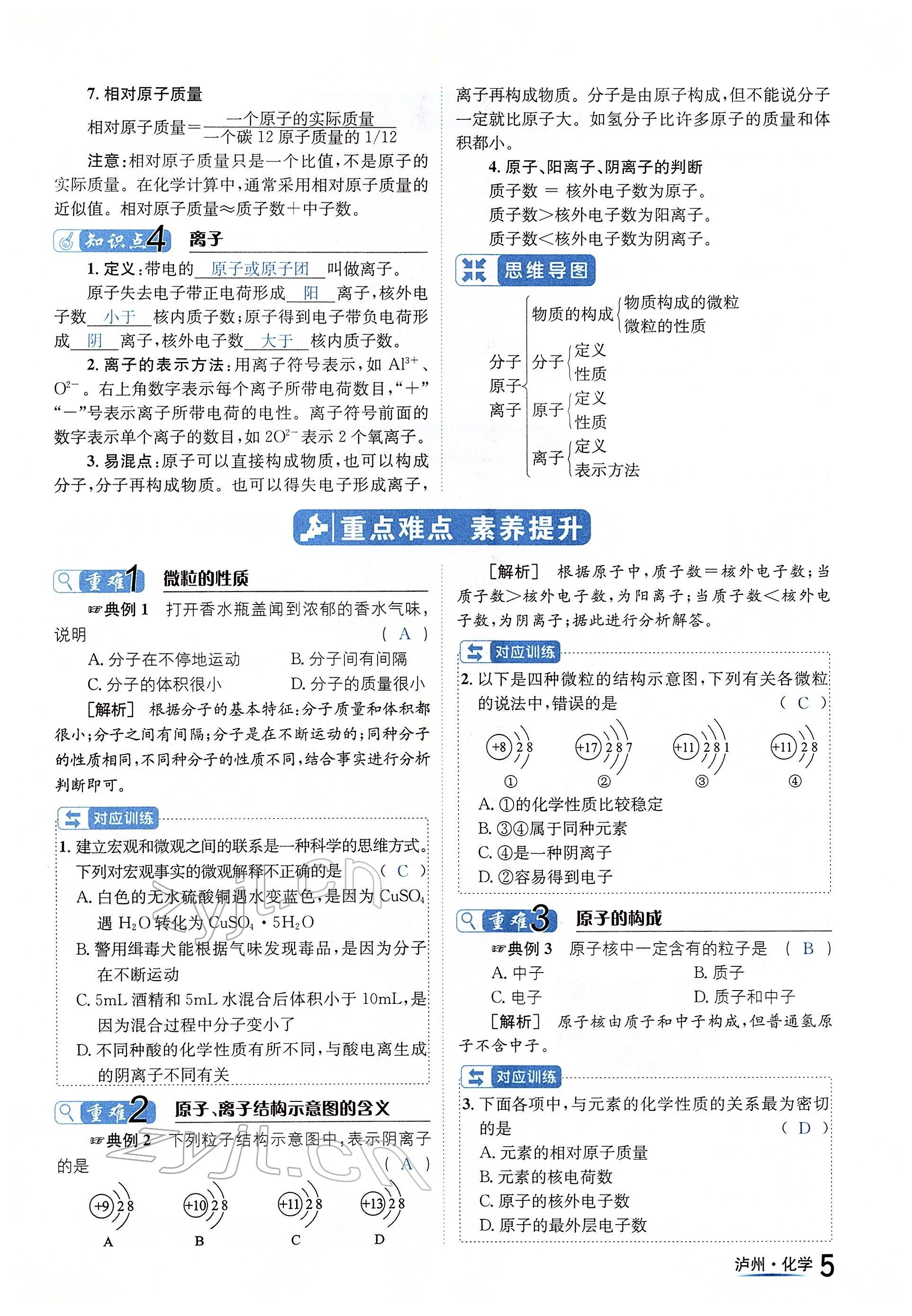 2022年國華考試中考總動員化學(xué)瀘州專版 參考答案第5頁