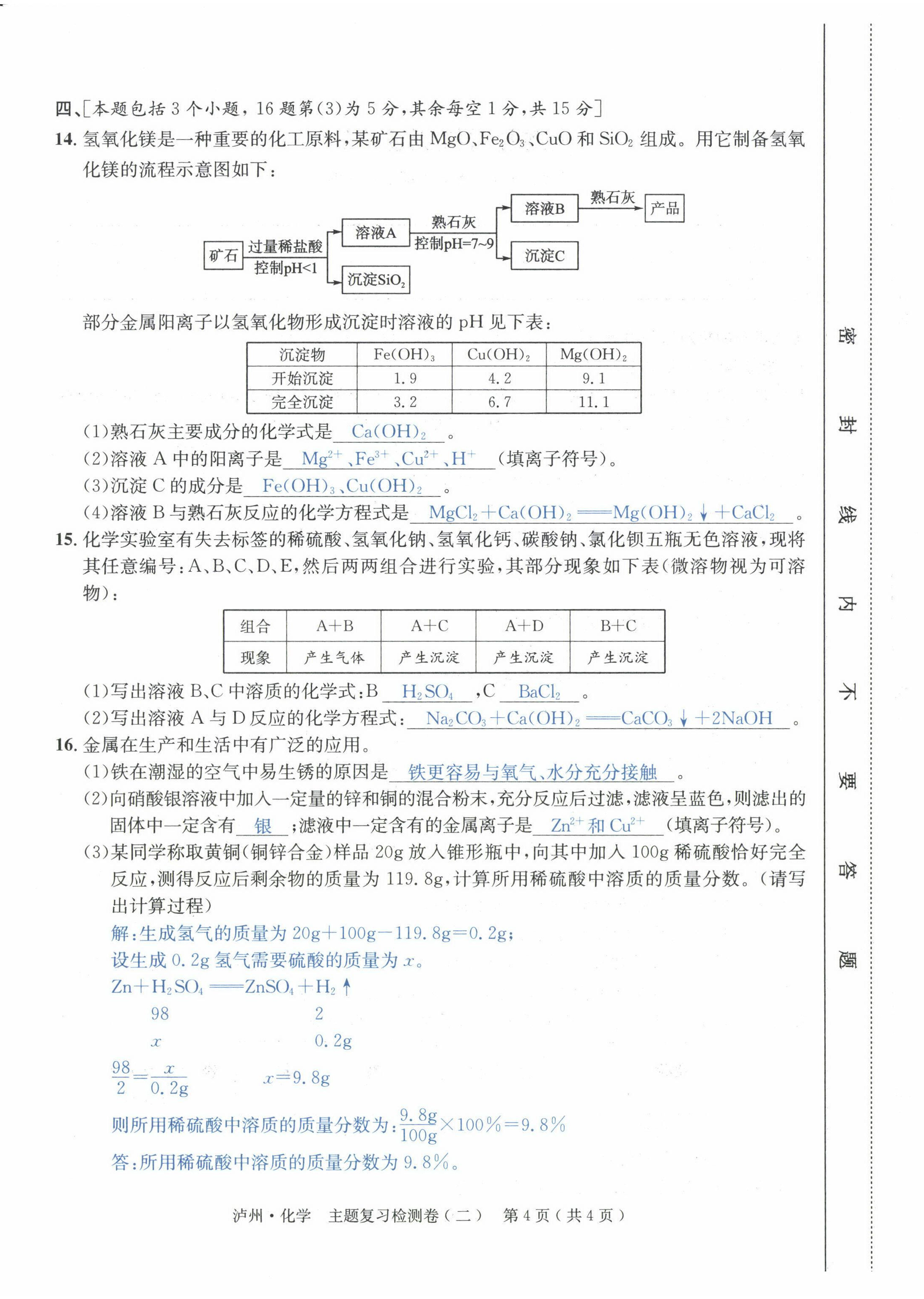 2022年國華考試中考總動員化學瀘州專版 第8頁