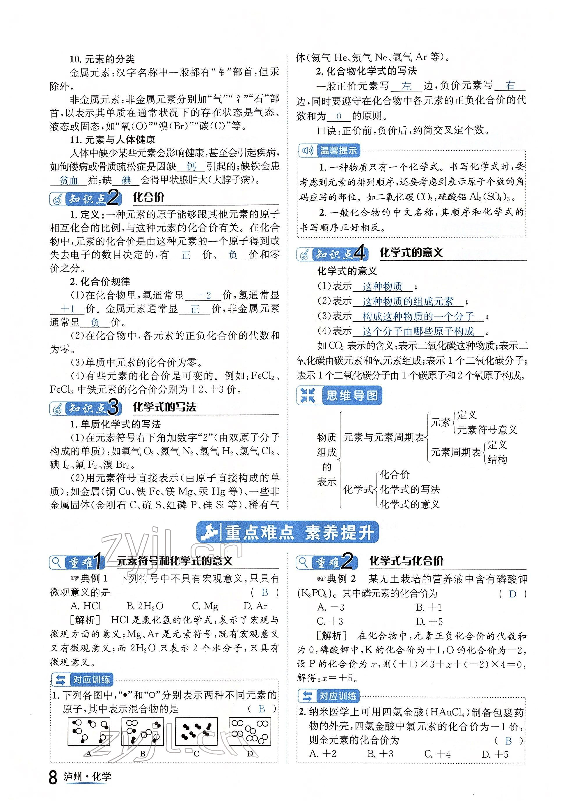 2022年國華考試中考總動員化學瀘州專版 參考答案第8頁