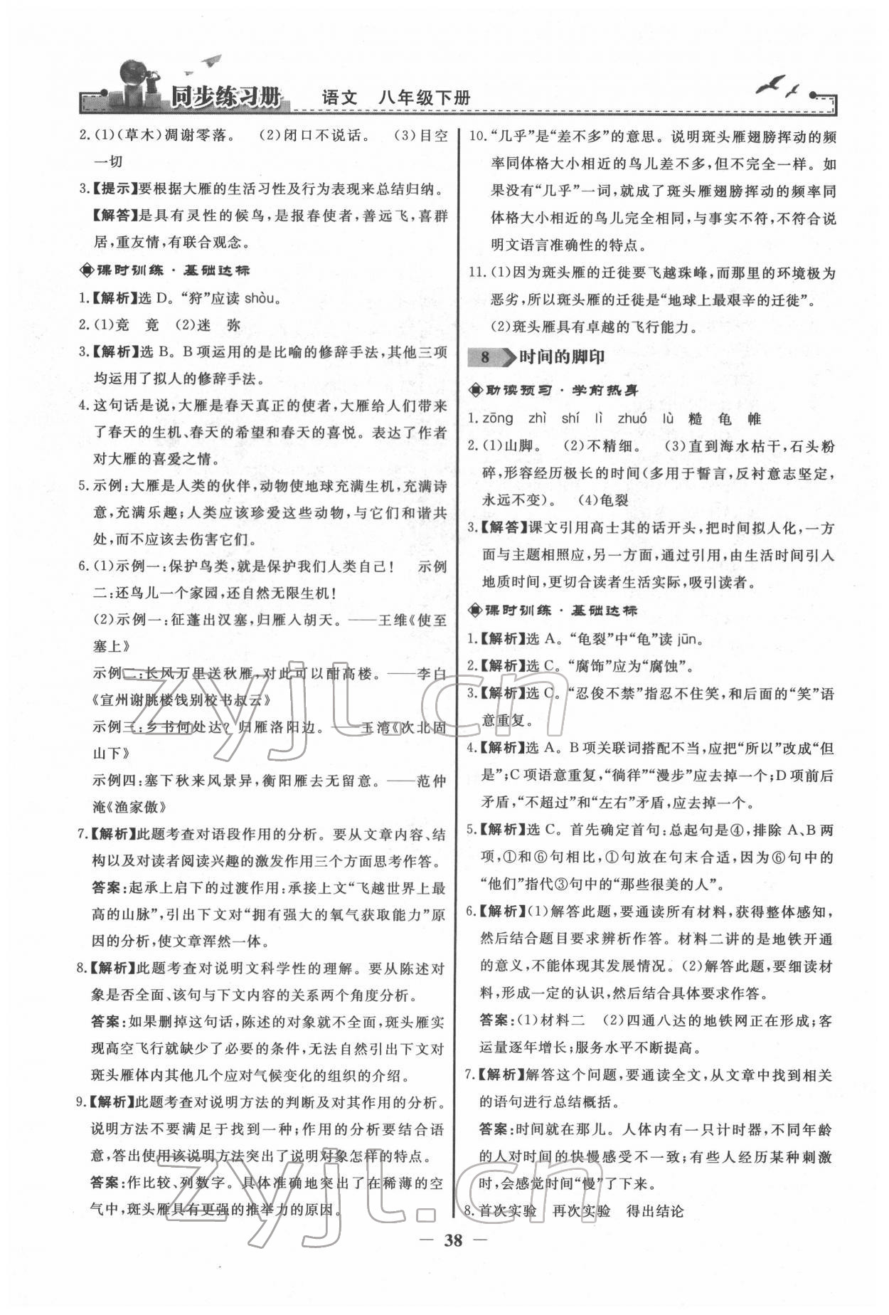 2022年同步练习册八年级语文下册人教版江苏专版 第6页