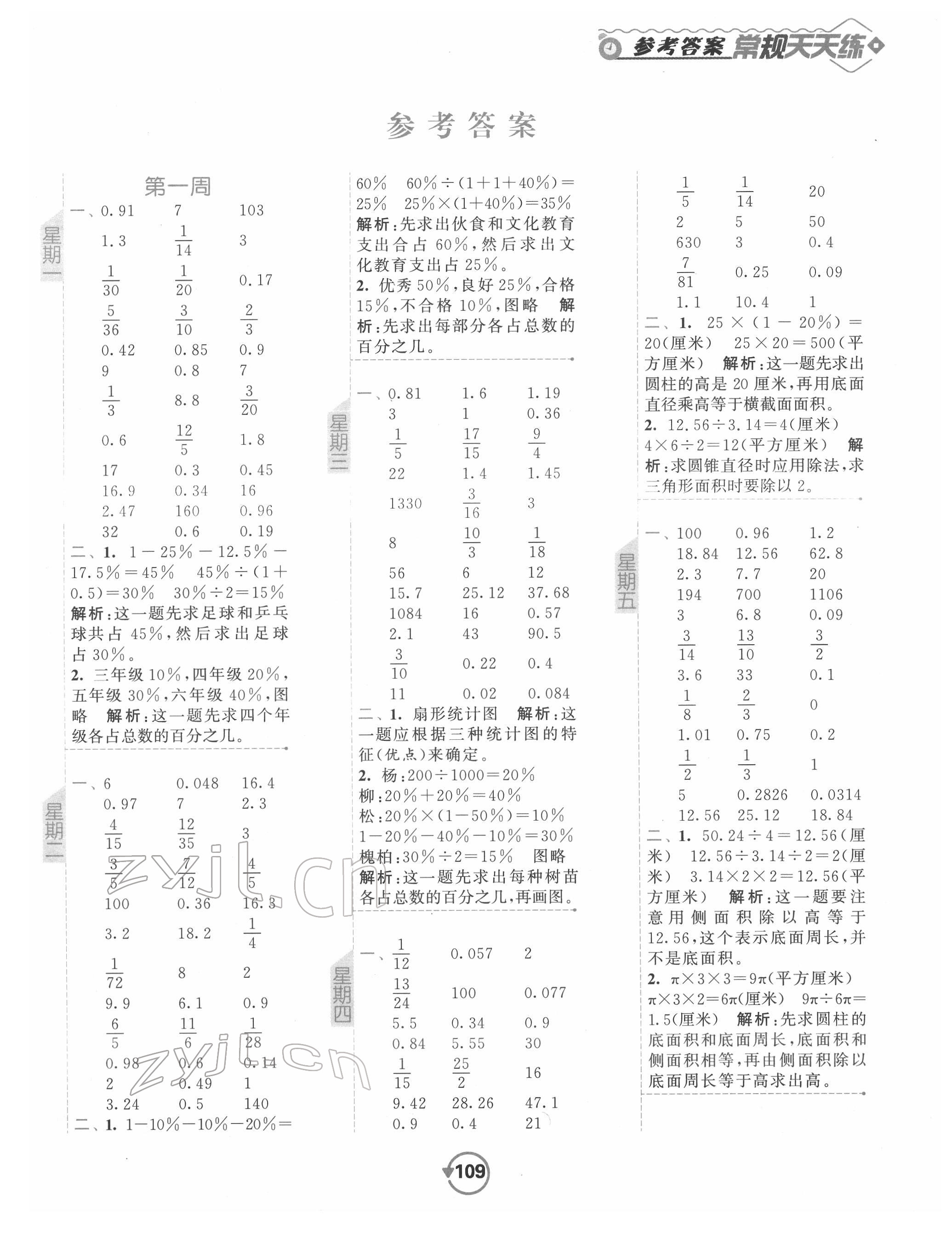 2022年常规天天练六年级数学下册苏教版 第1页