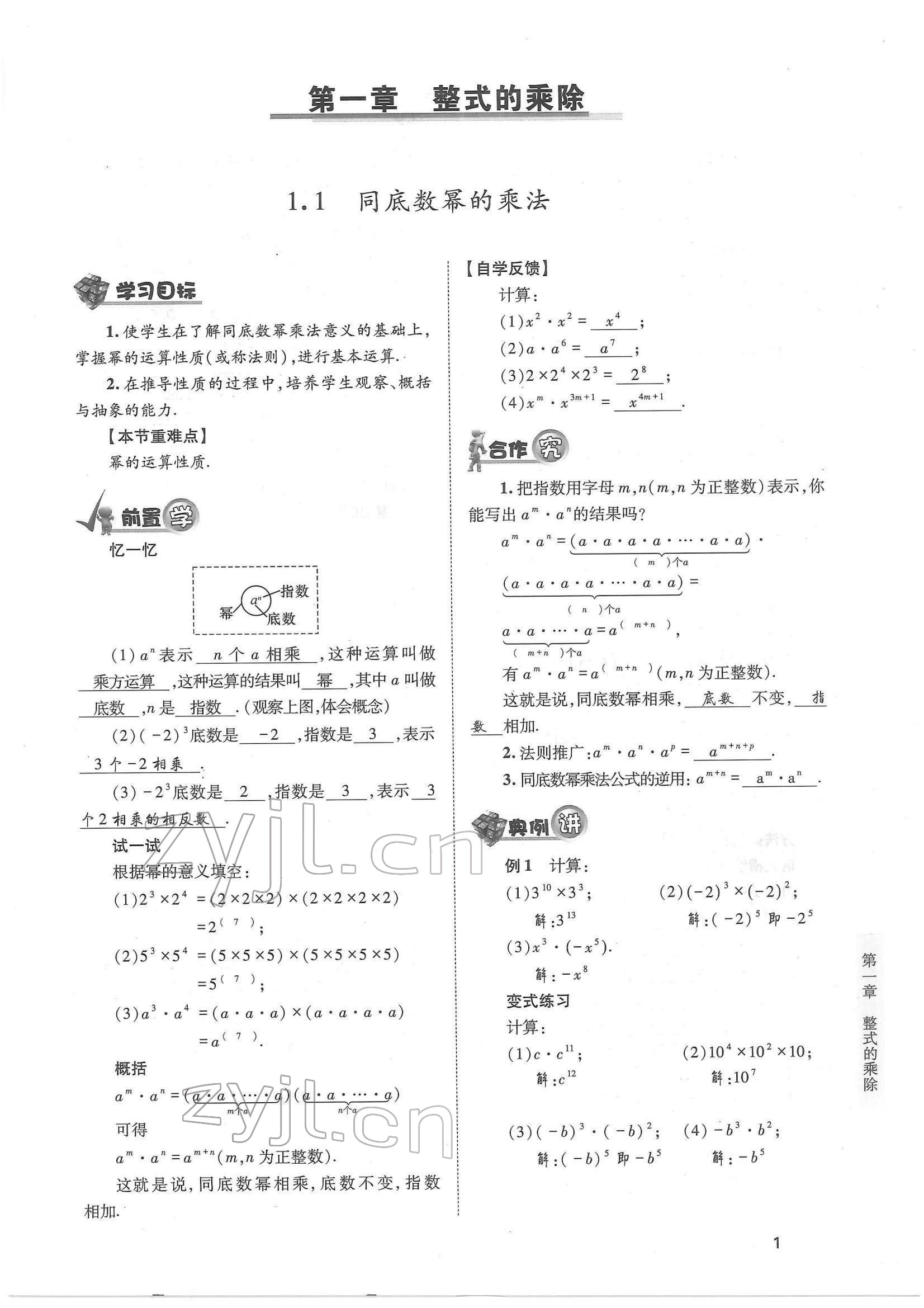 2022年育才金典七年級數(shù)學下冊北師大版 參考答案第1頁